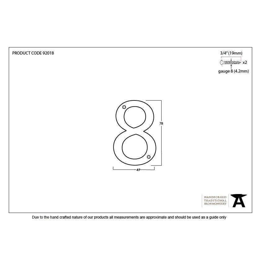 Aged Bronze Numeral 8 | From The Anvil-Numerals-Yester Home