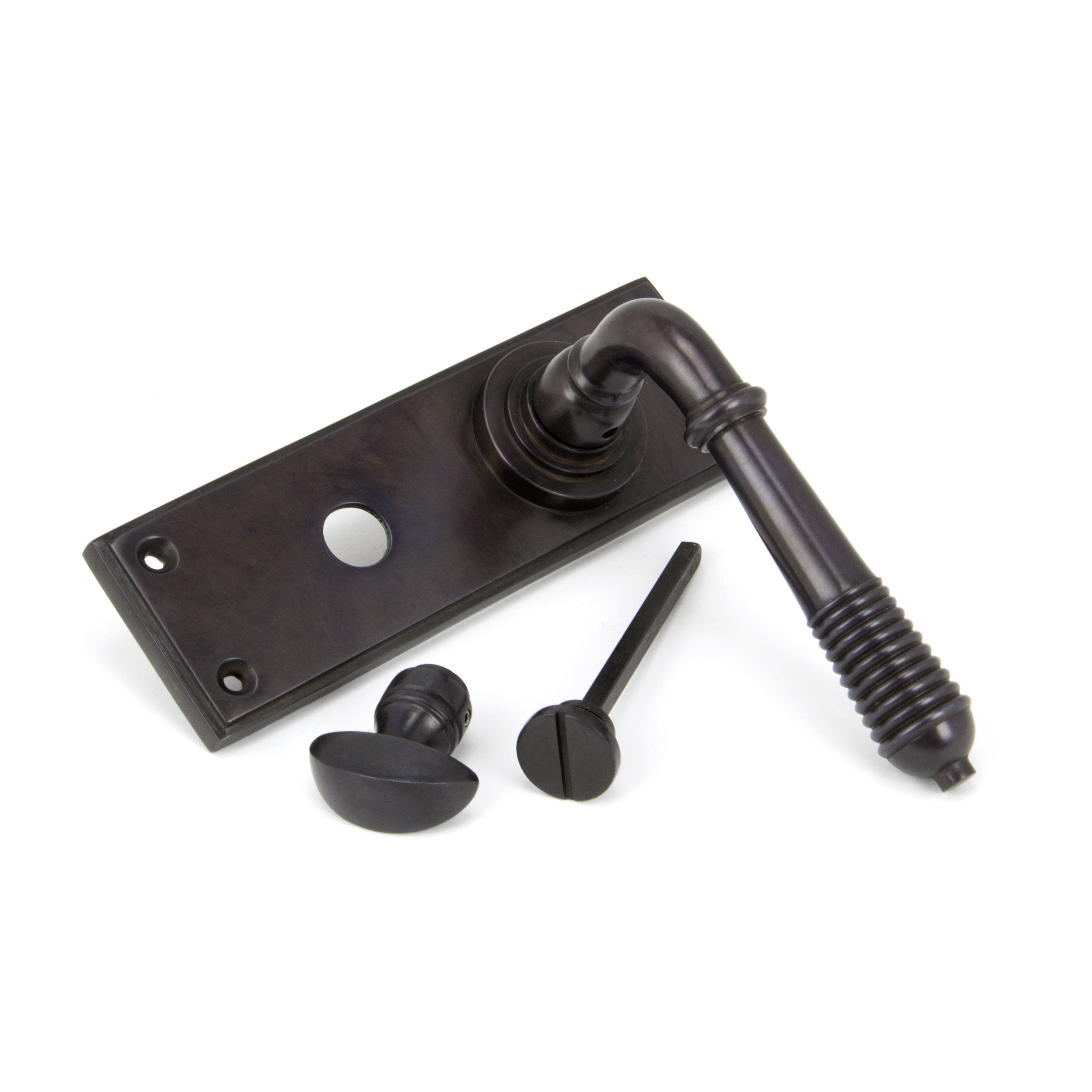 Aged Bronze Reeded Lever Bathroom Set | From The Anvil-Lever Bathroom-Yester Home