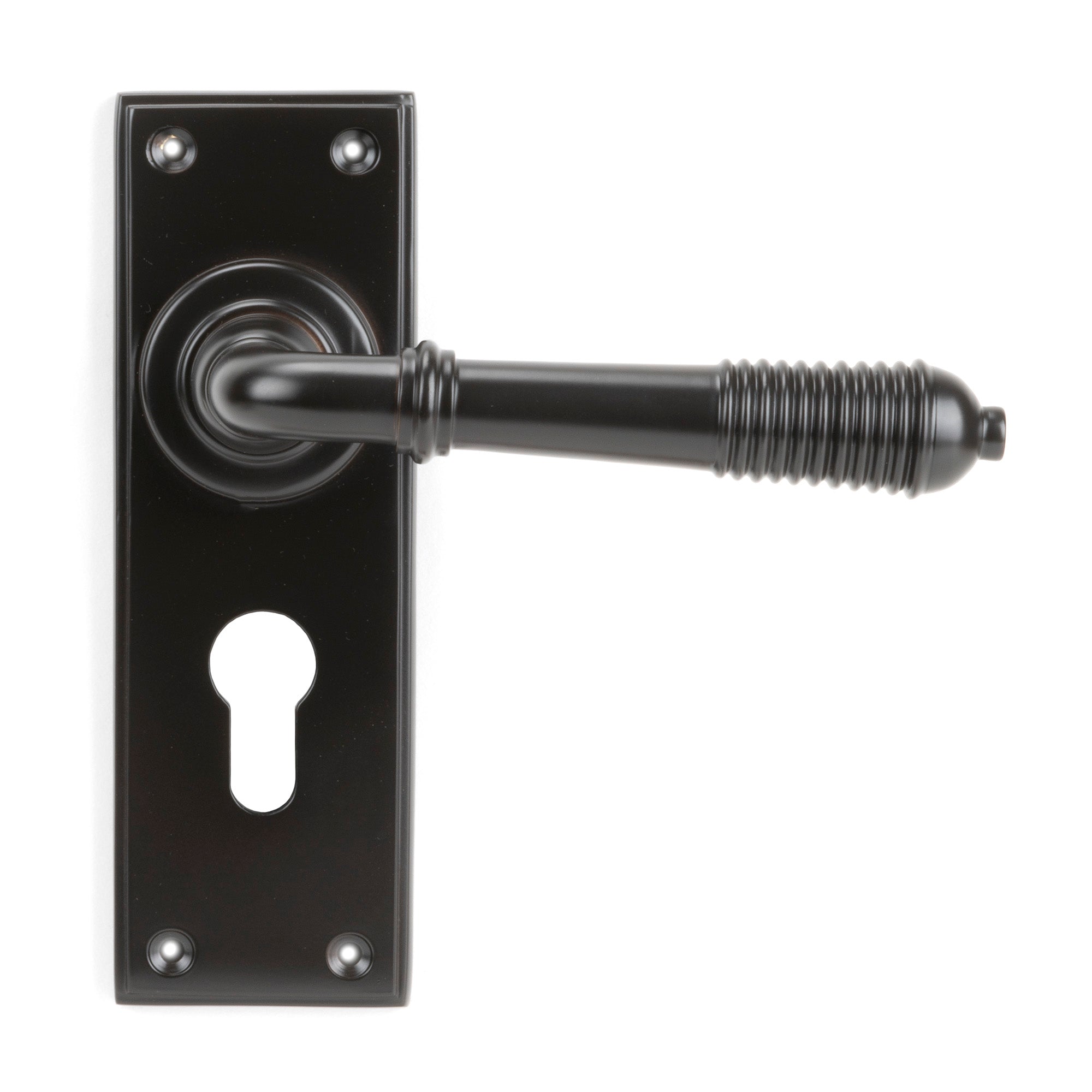 Aged Bronze Reeded Lever Euro Lock Set | From The Anvil - Lever Euro - From The Anvil - Yester Home