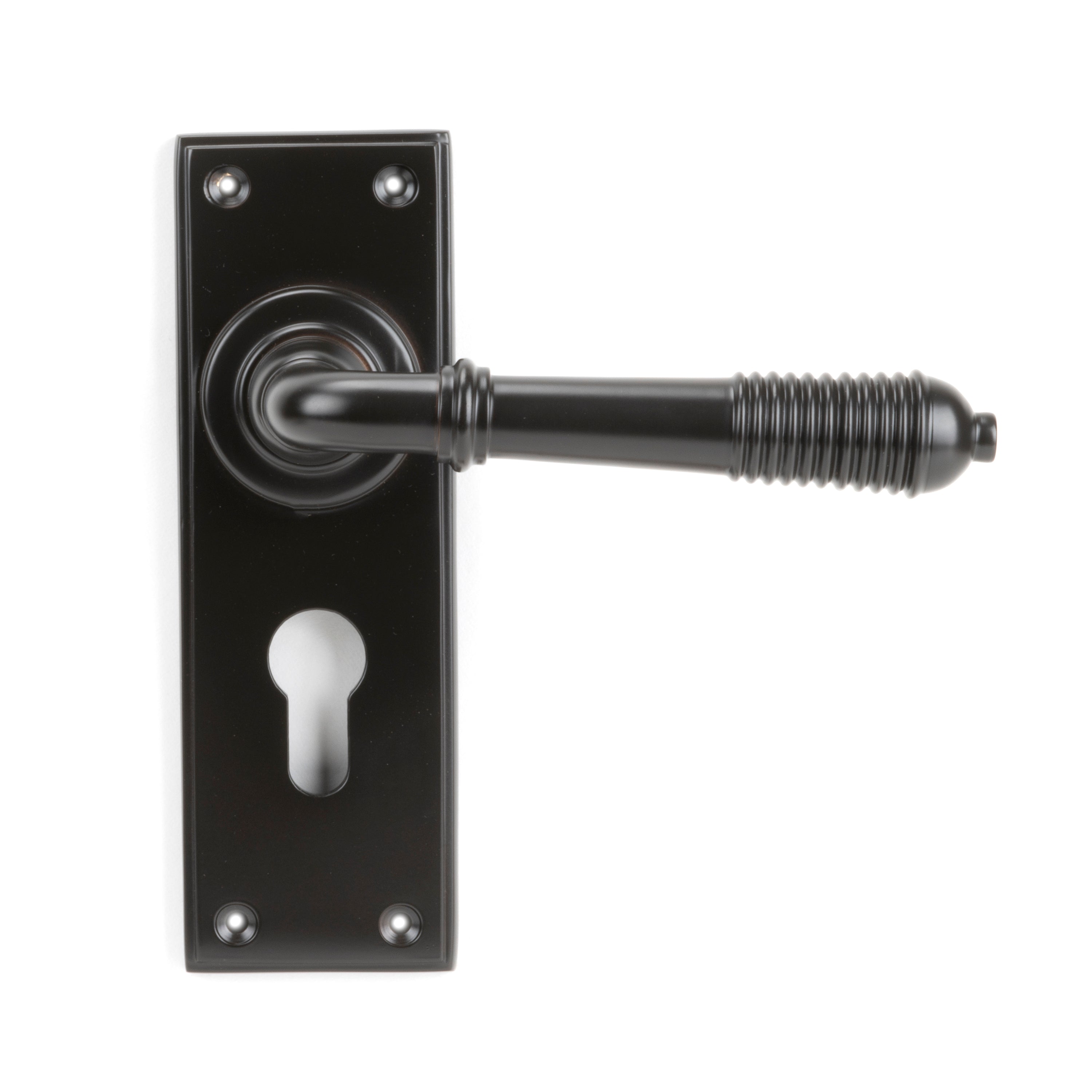 Aged Bronze Reeded Lever Euro Lock Set | From The Anvil-Lever Euro-Yester Home