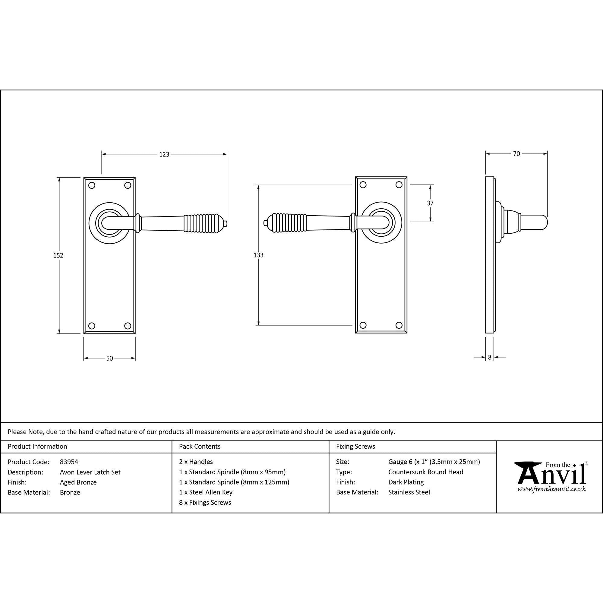 Aged Bronze Reeded Lever Latch Set | From The Anvil - Lever Latch - From The Anvil - Yester Home