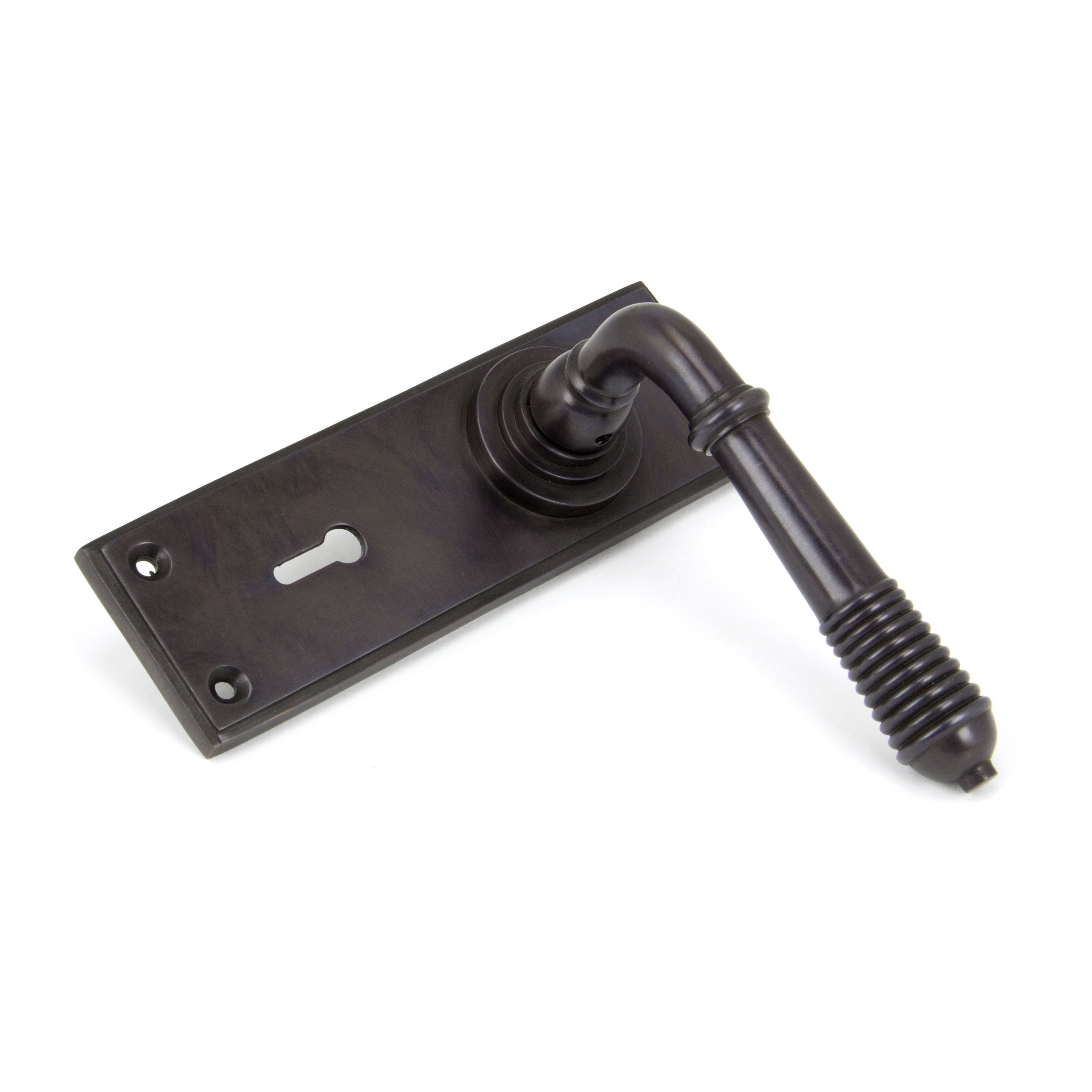 Aged Bronze Reeded Lever Lock Set | From The Anvil-Lever Lock-Yester Home