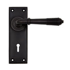 Aged Bronze Reeded Lever Lock Set | From The Anvil - Lever Lock - From The Anvil - Yester Home