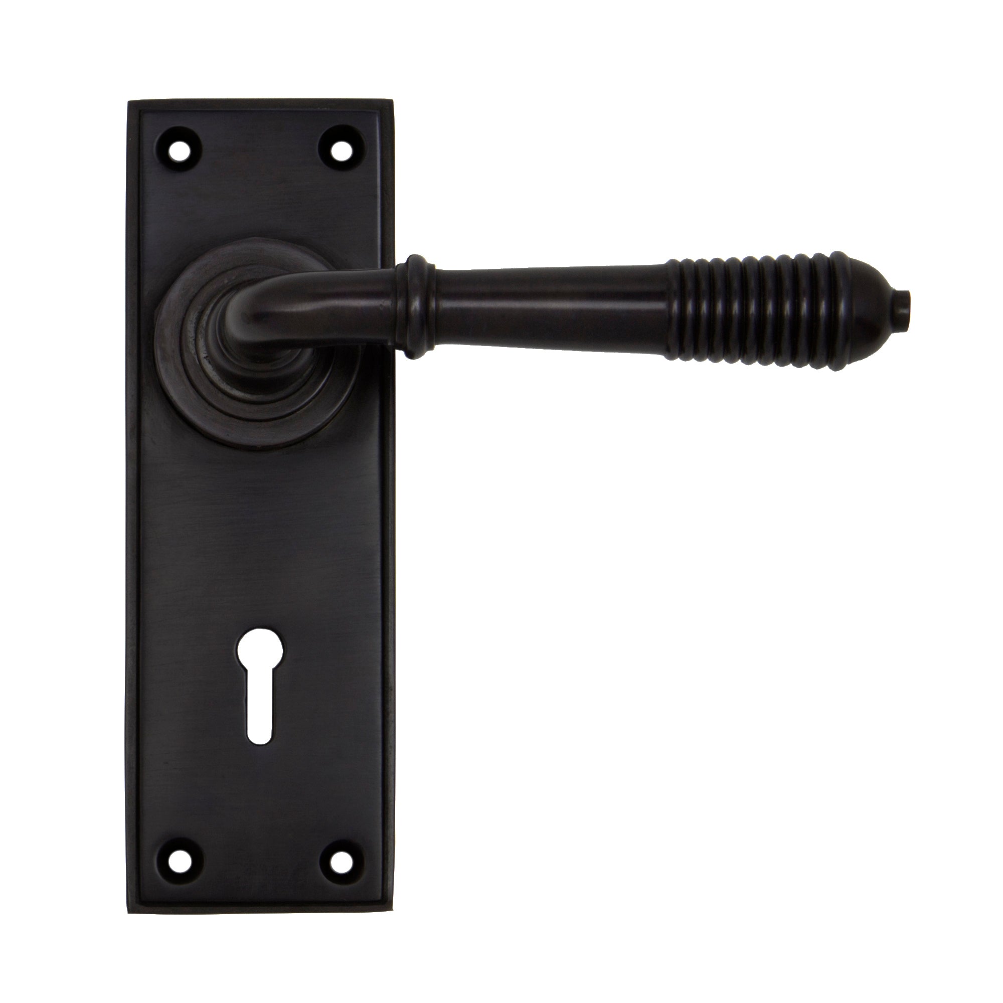 Aged Bronze Reeded Lever Lock Set | From The Anvil - Lever Lock - From The Anvil - Yester Home