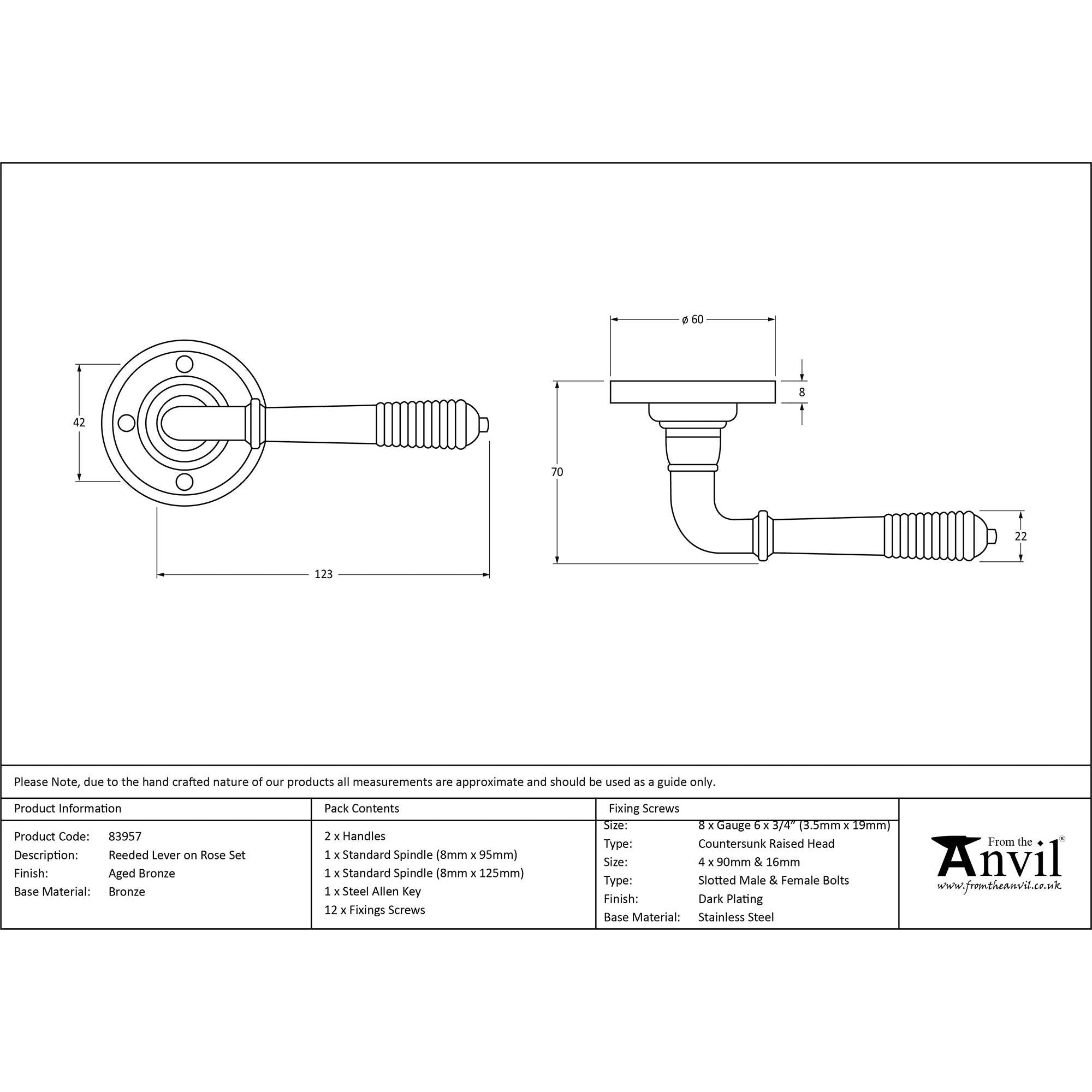 Aged Bronze Reeded Lever on Rose Set | From The Anvil - Lever on Rose - From The Anvil - Yester Home