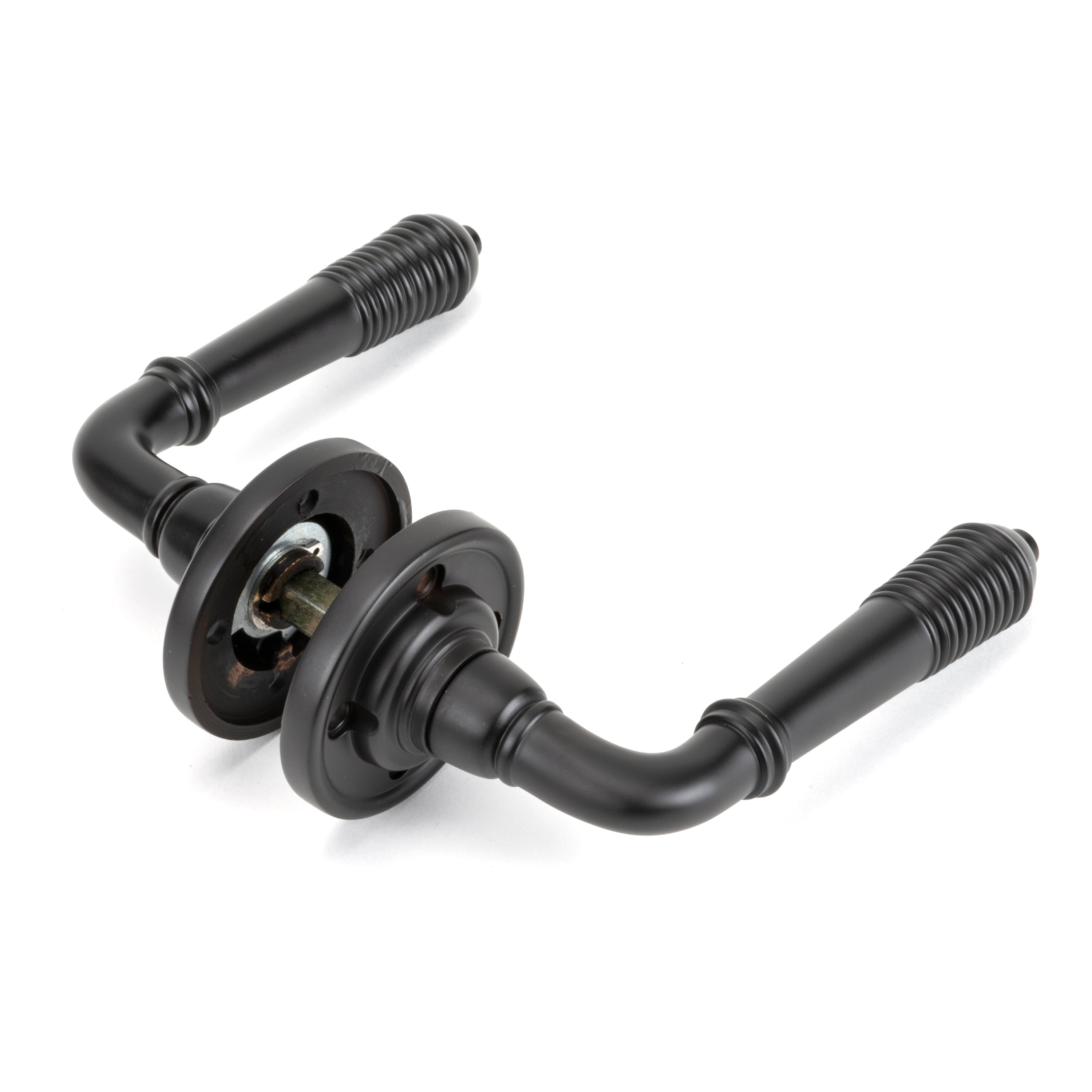 Aged Bronze Reeded Lever on Rose Set - Unsprung | From The Anvil-Lever on Rose-Yester Home