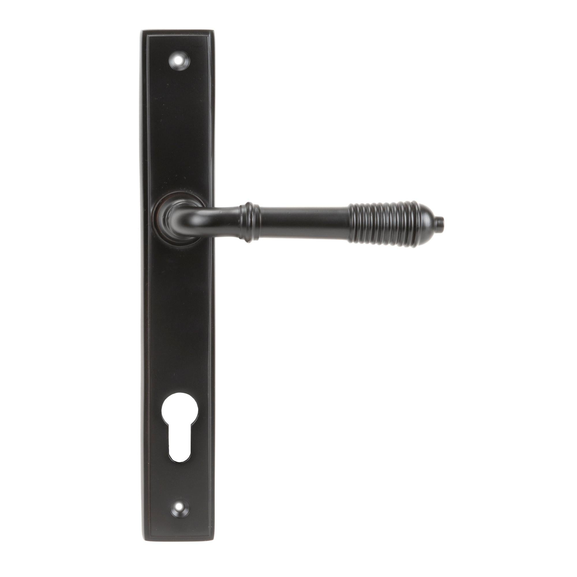 Aged Bronze Reeded Slimline Lever Espag. Lock Set | From The Anvil - Espagnolette - From The Anvil - Yester Home