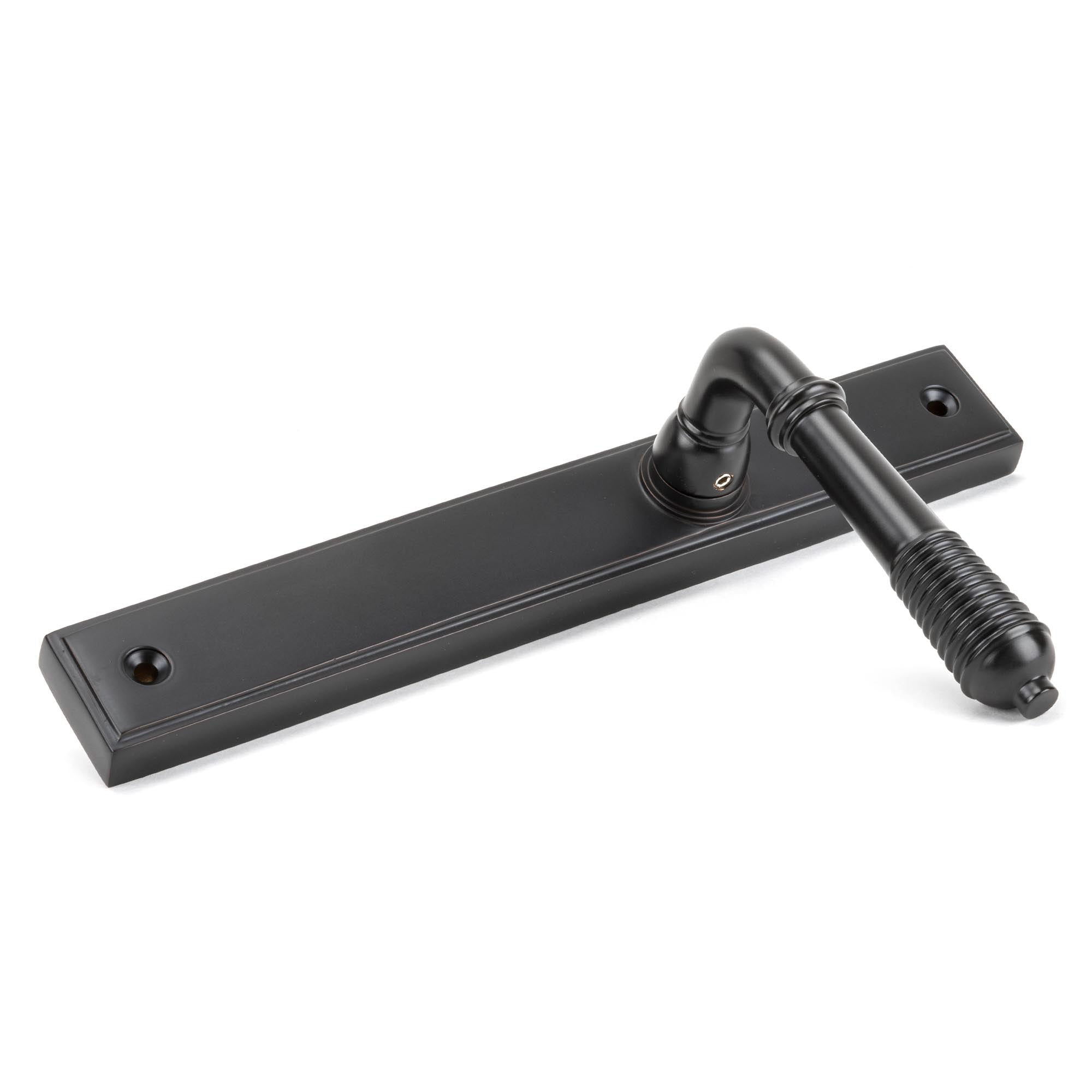 Aged Bronze Reeded Slimline Lever Latch Set | From The Anvil - Espagnolette - From The Anvil - Yester Home