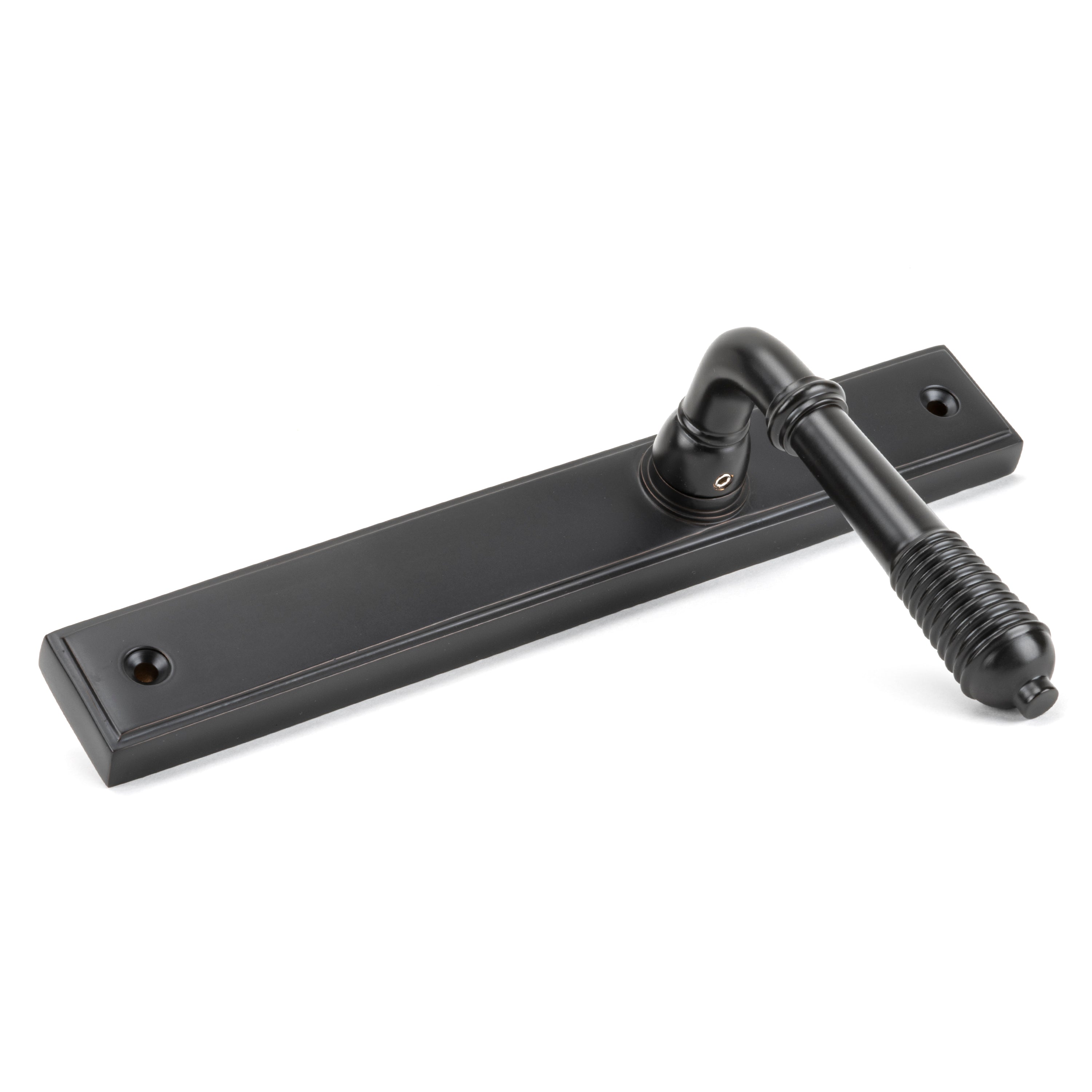 Aged Bronze Reeded Slimline Lever Latch Set | From The Anvil-Espagnolette-Yester Home