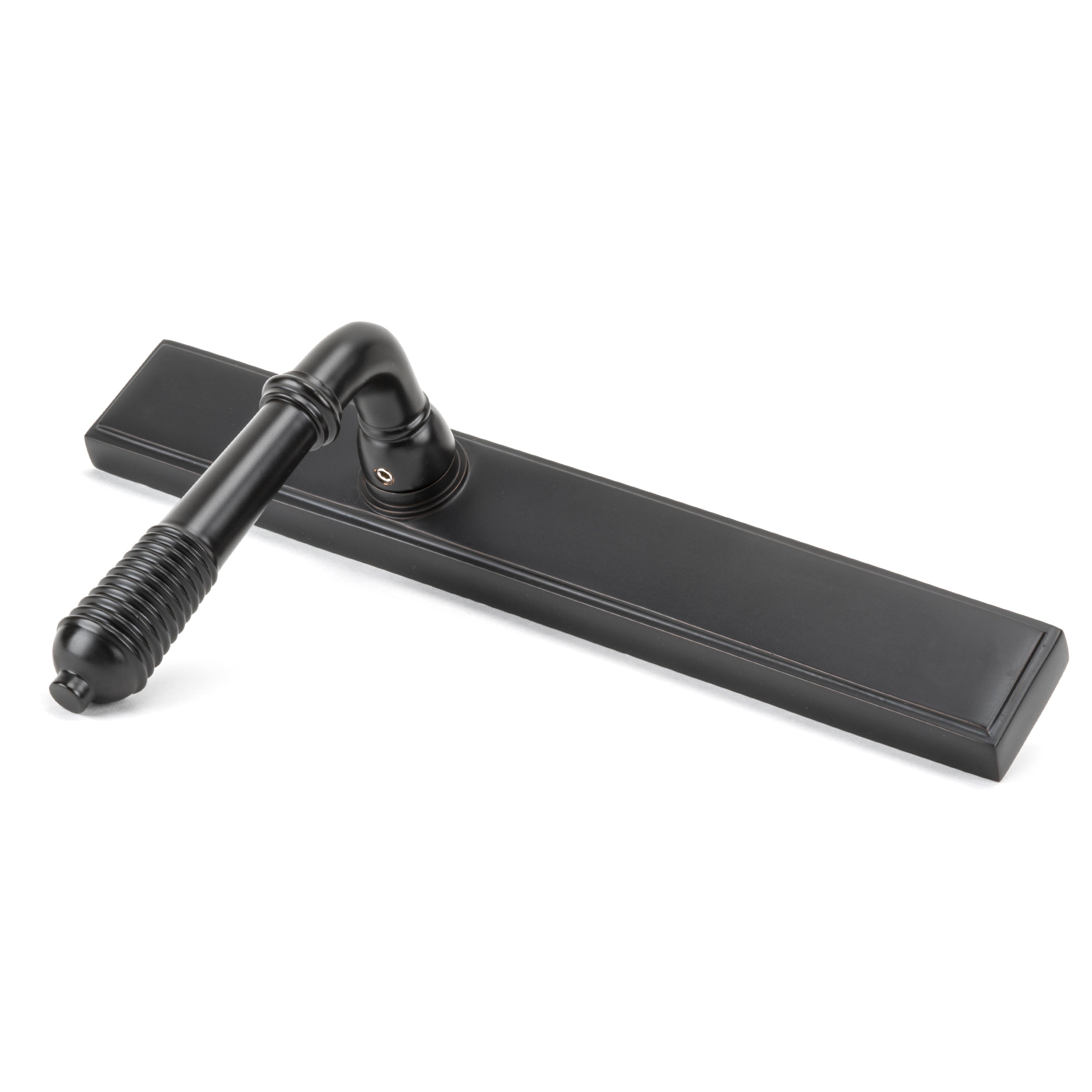 Aged Bronze Reeded Slimline Lever Latch Set | From The Anvil-Espagnolette-Yester Home