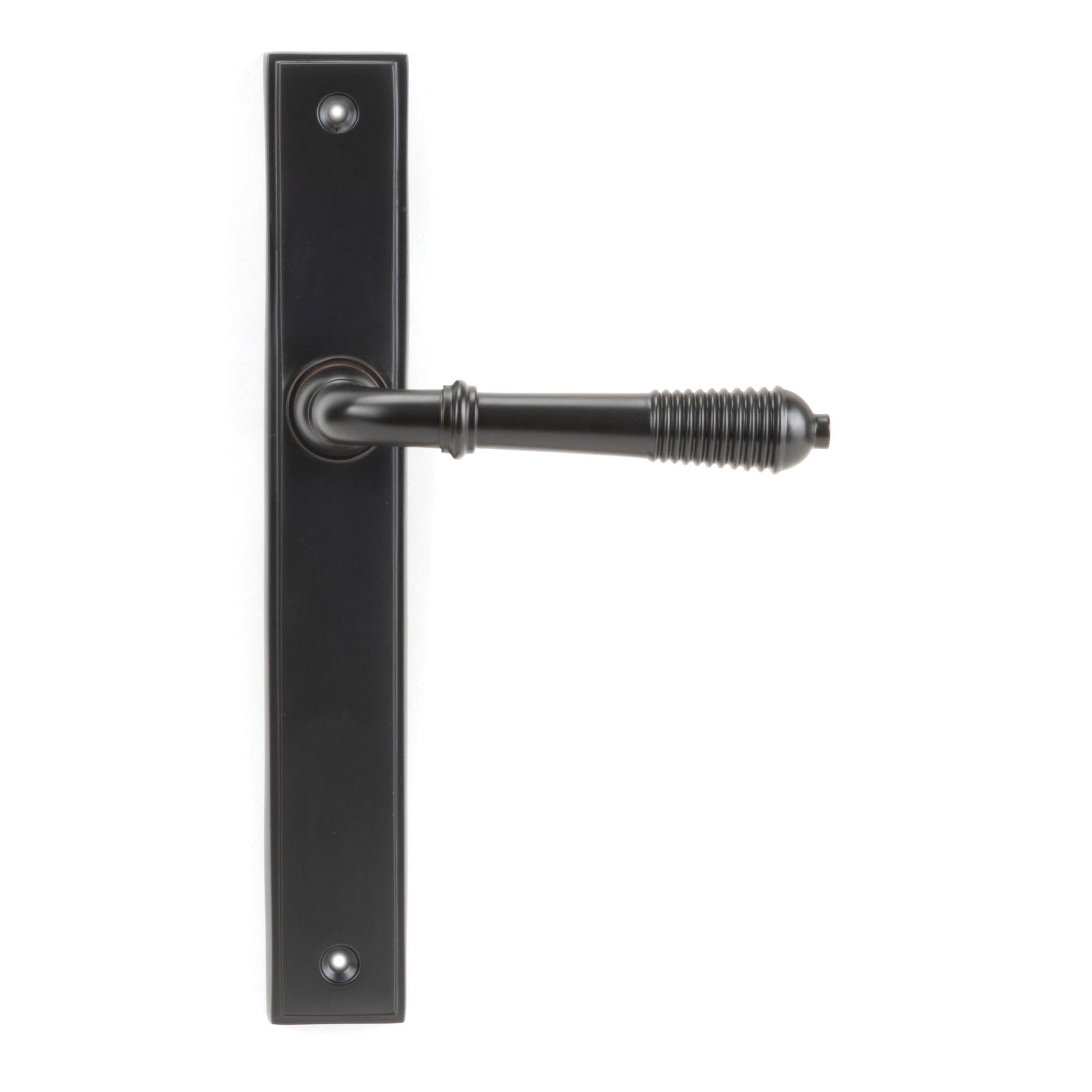 Aged Bronze Reeded Slimline Lever Latch Set | From The Anvil - Espagnolette - From The Anvil - Yester Home