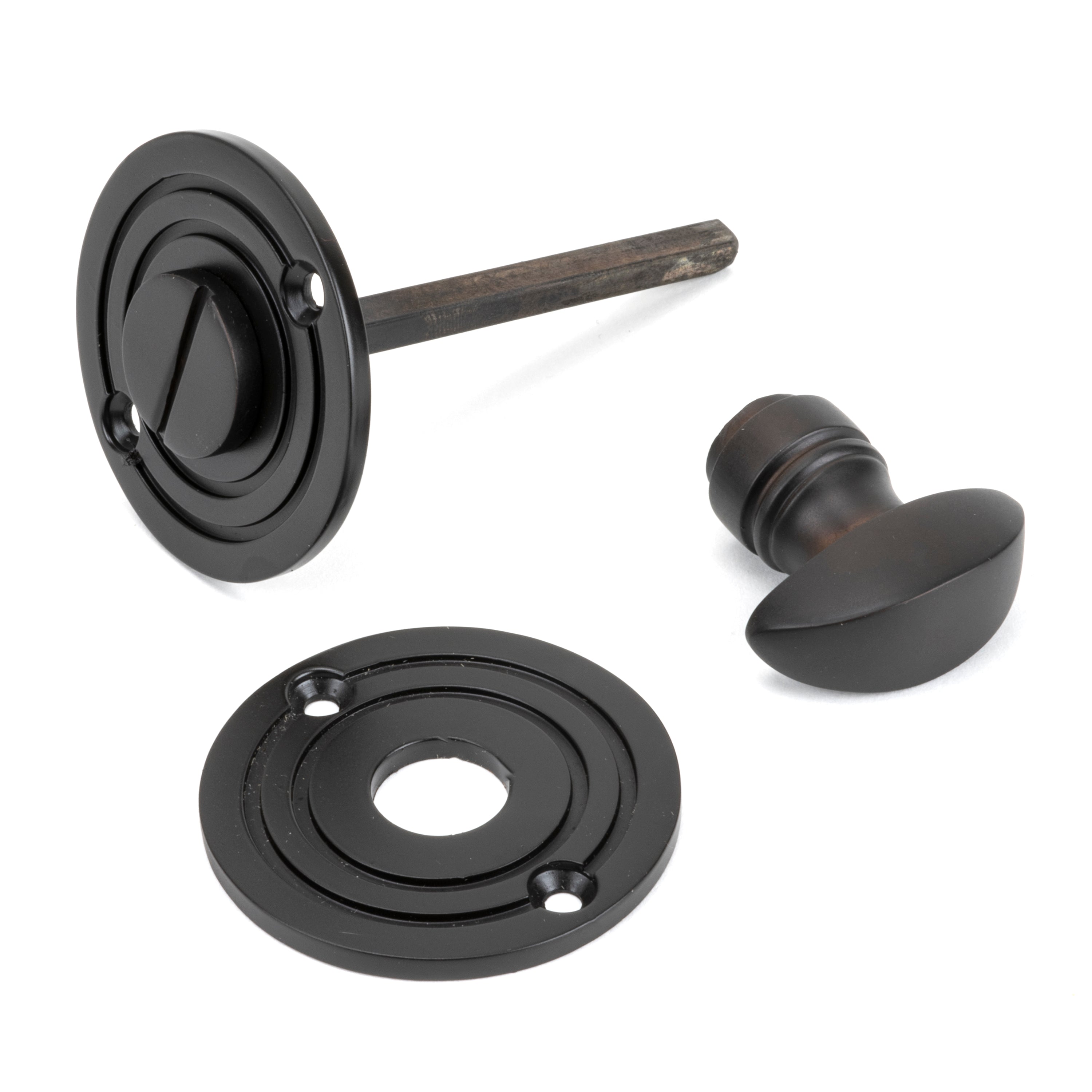 Aged Bronze Round Bathroom Thumbturn | From The Anvil-Thumbturns-Yester Home