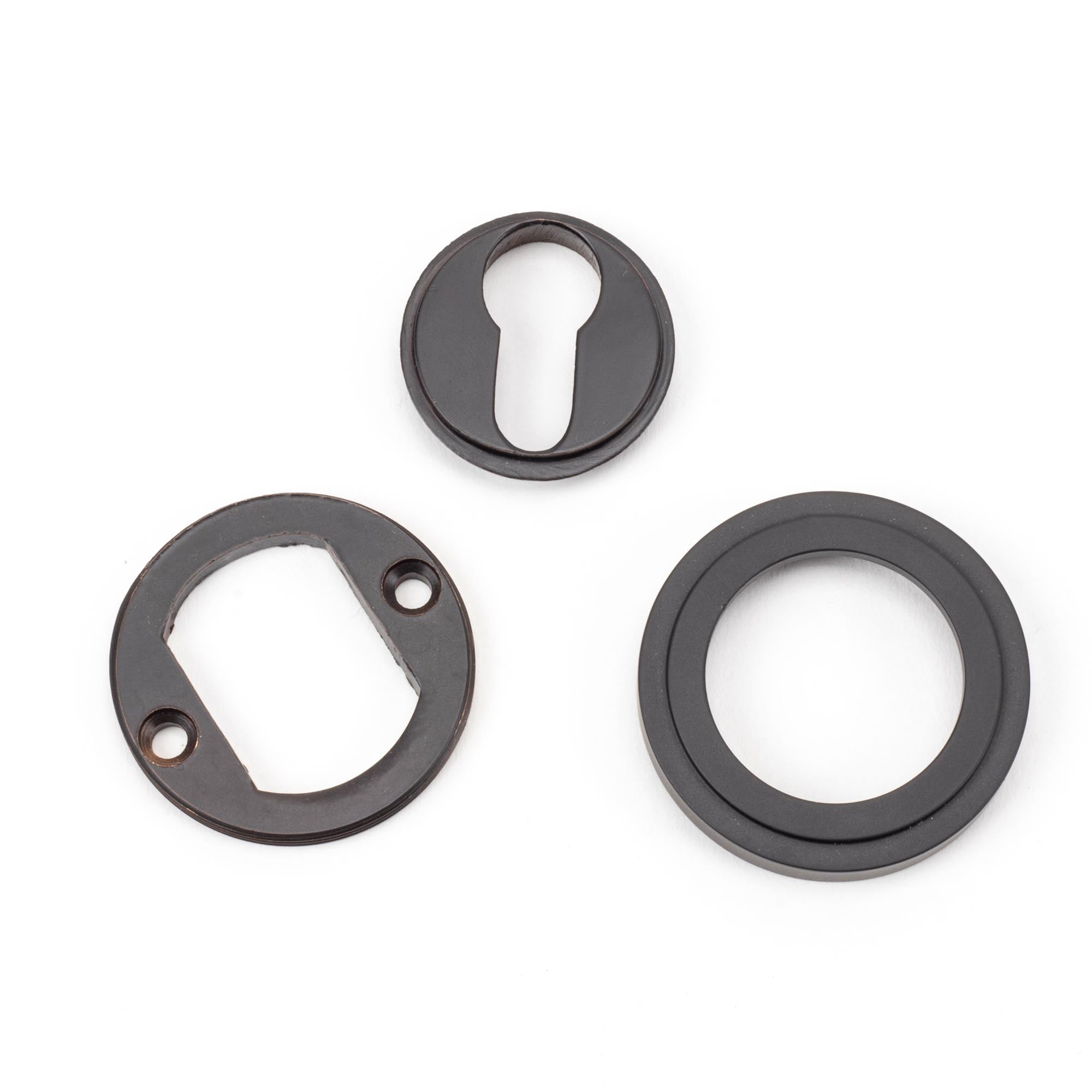 Aged Bronze Round Euro Escutcheon (Art Deco) | From The Anvil - Euro Escutcheons - From The Anvil - Yester Home