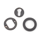 Aged Bronze Round Euro Escutcheon (Art Deco) | From The Anvil-Euro Escutcheons-Yester Home