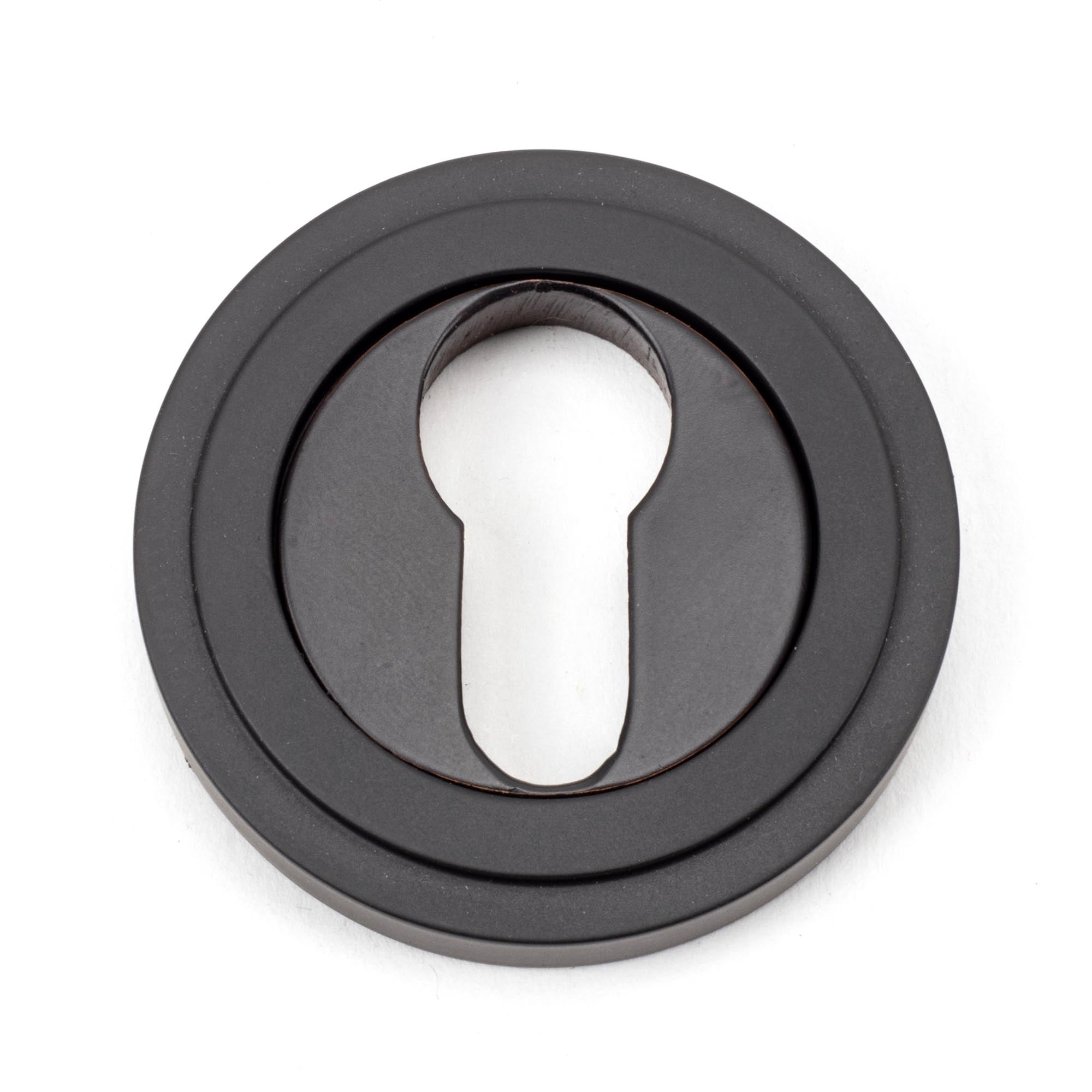 Aged Bronze Round Euro Escutcheon (Art Deco) | From The Anvil - Euro Escutcheons - From The Anvil - Yester Home