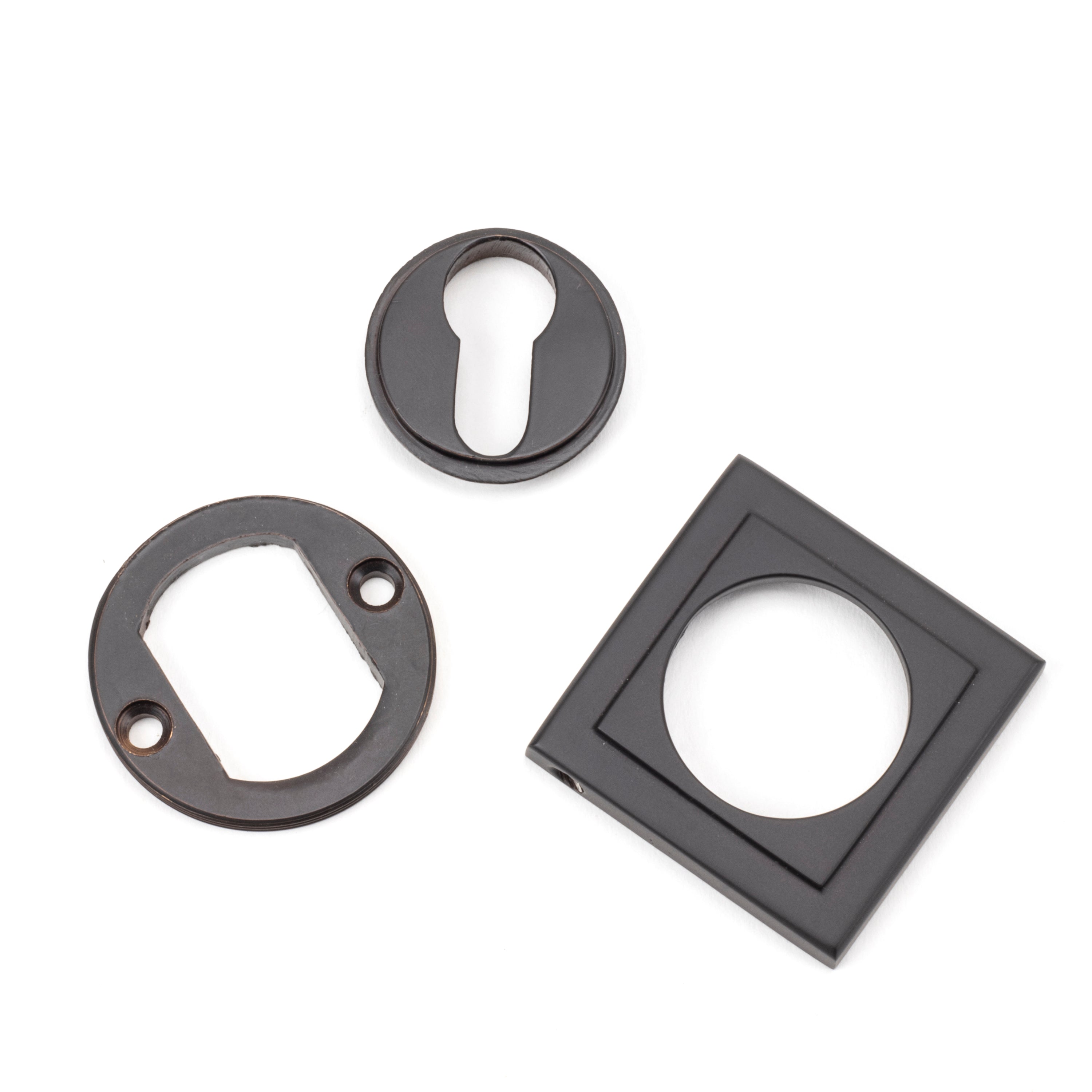 Aged Bronze Round Euro Escutcheon (Square) | From The Anvil-Euro Escutcheons-Yester Home