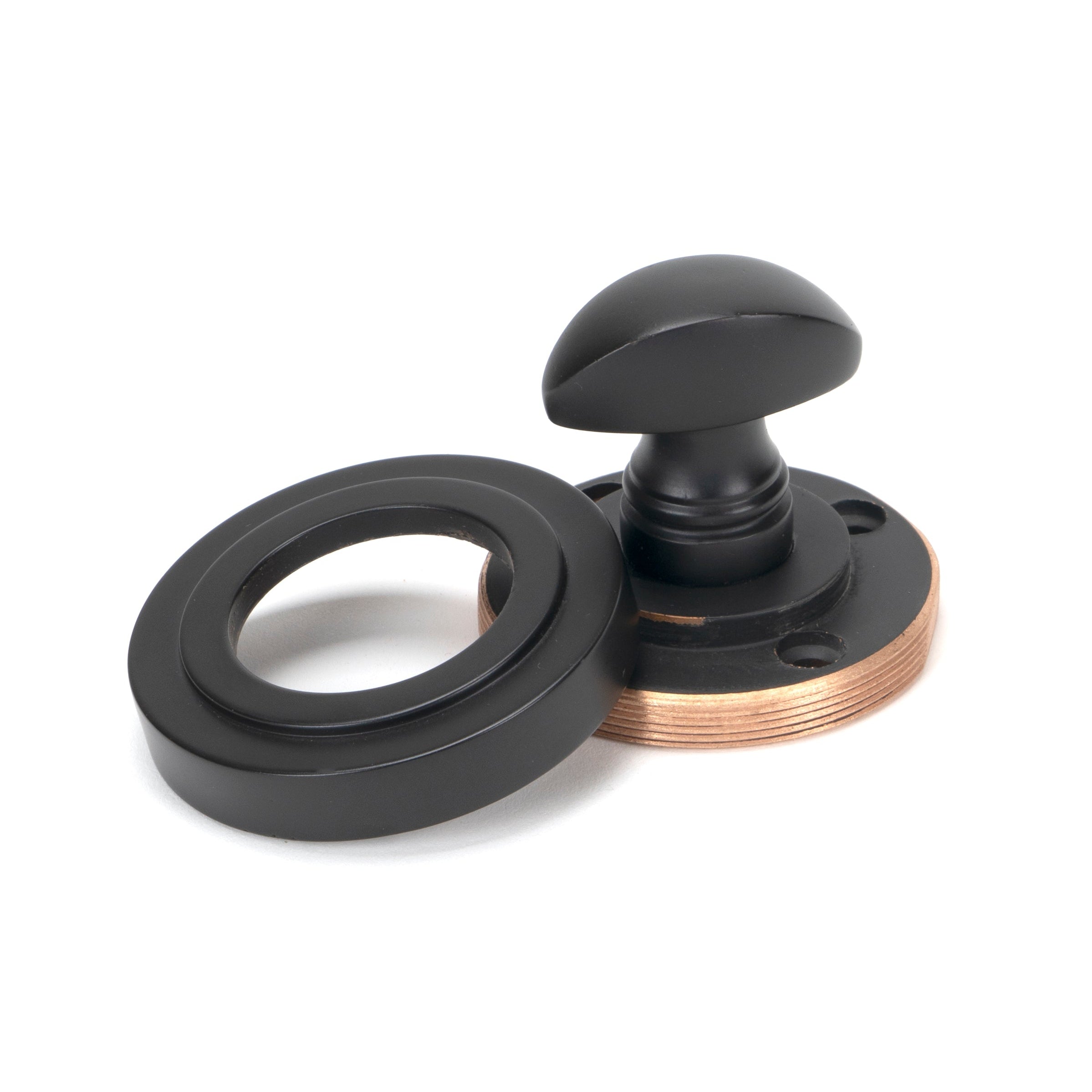 Aged Bronze Round Thumbturn Set (Art Deco) | From The Anvil-Thumbturns-Yester Home