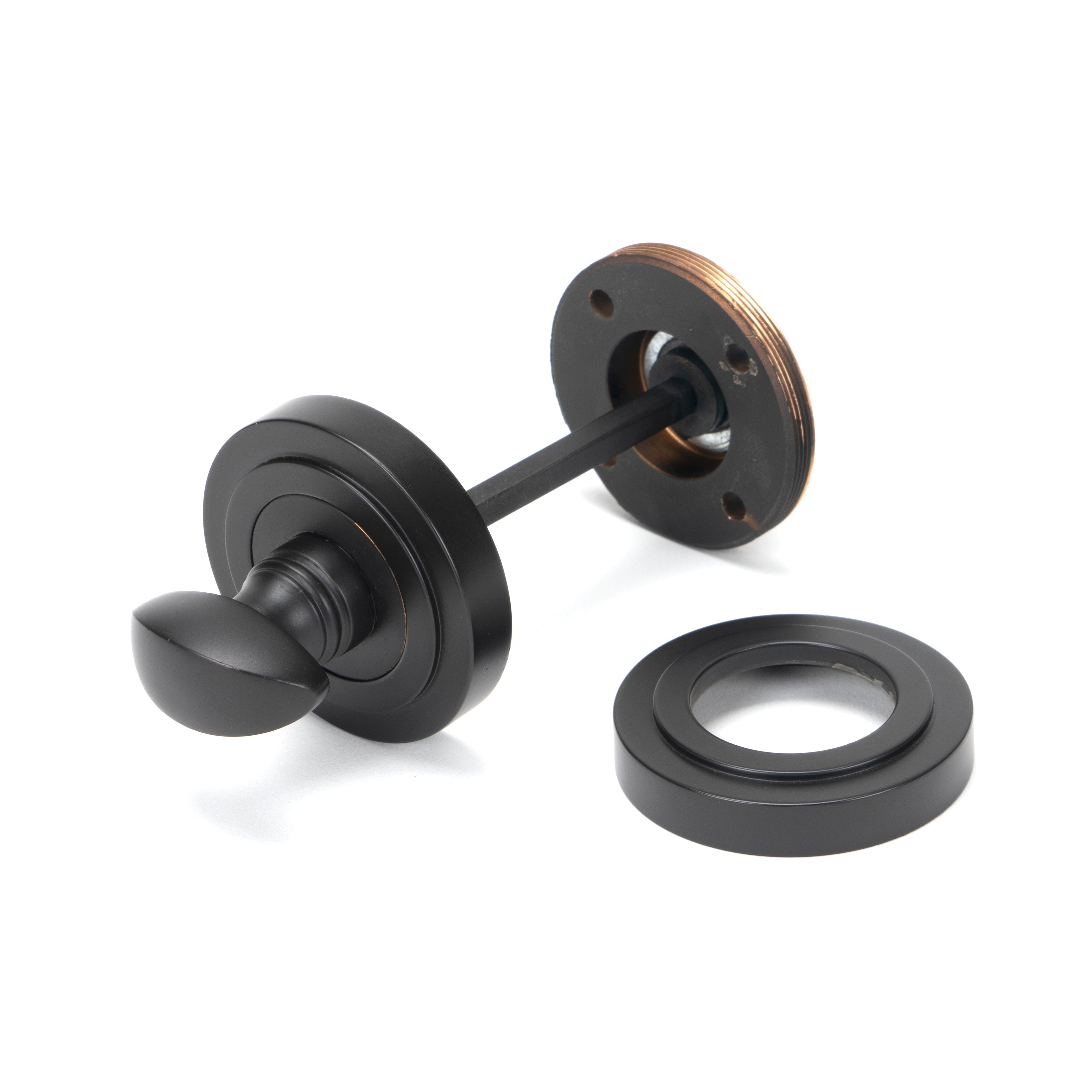 Aged Bronze Round Thumbturn Set (Art Deco) | From The Anvil-Thumbturns-Yester Home