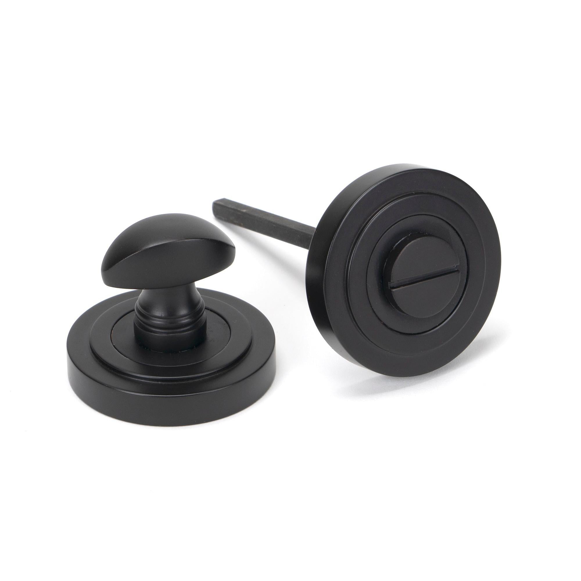 Aged Bronze Round Thumbturn Set (Art Deco) | From The Anvil - Thumbturns - From The Anvil - Yester Home
