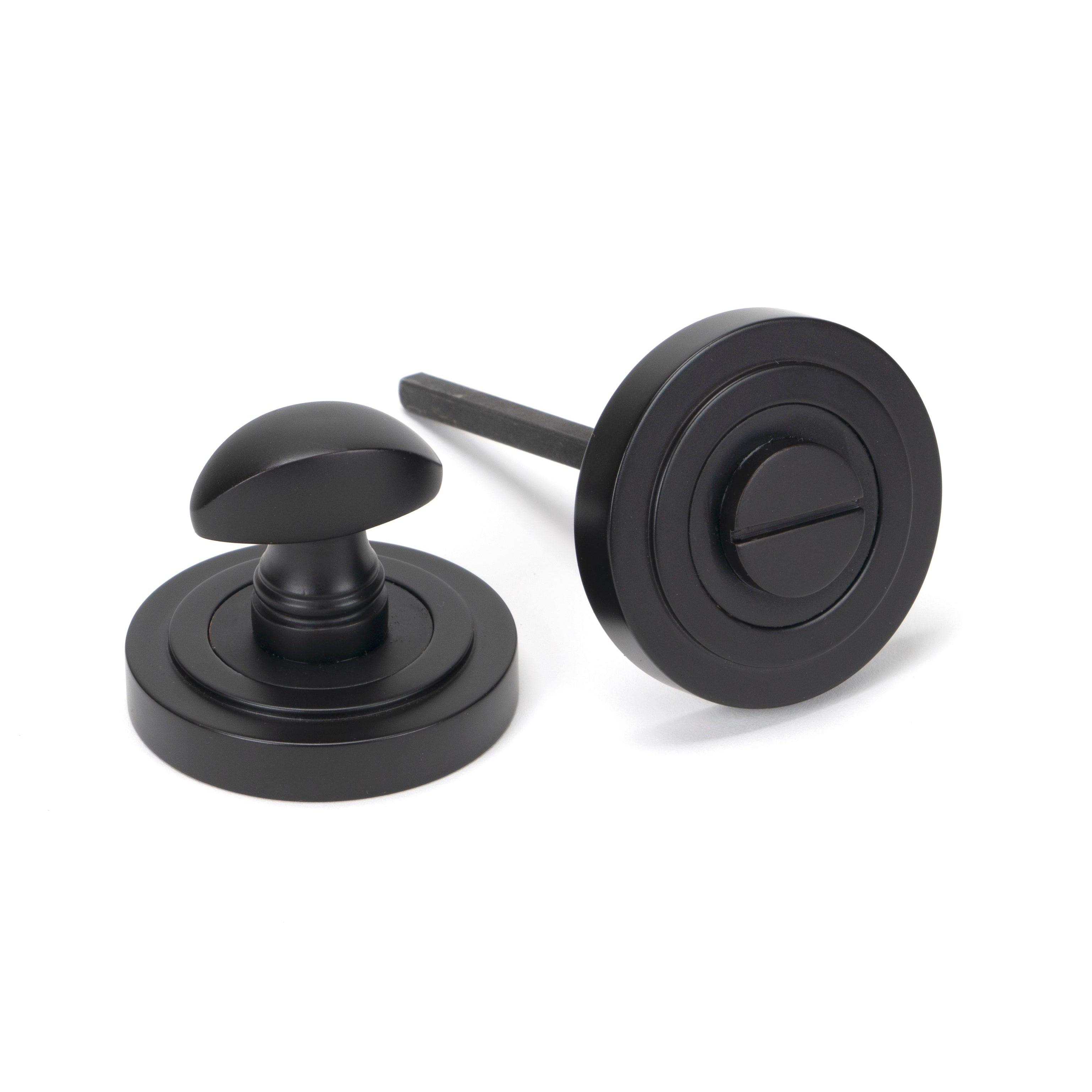 Aged Bronze Round Thumbturn Set (Art Deco) | From The Anvil-Thumbturns-Yester Home