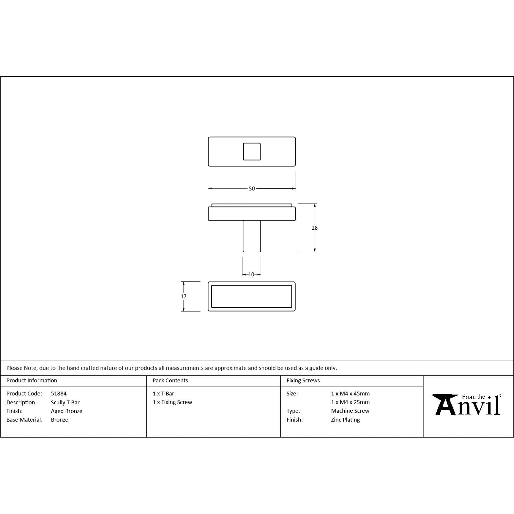 Aged Bronze Scully T-Bar - T-Bars - From The Anvil - Yester Home
