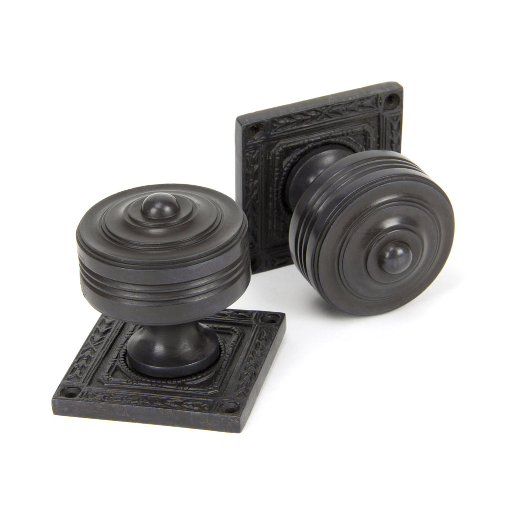 Aged Bronze Tewkesbury Square Mortice Knob Set | From The Anvil-Mortice Knobs-Yester Home