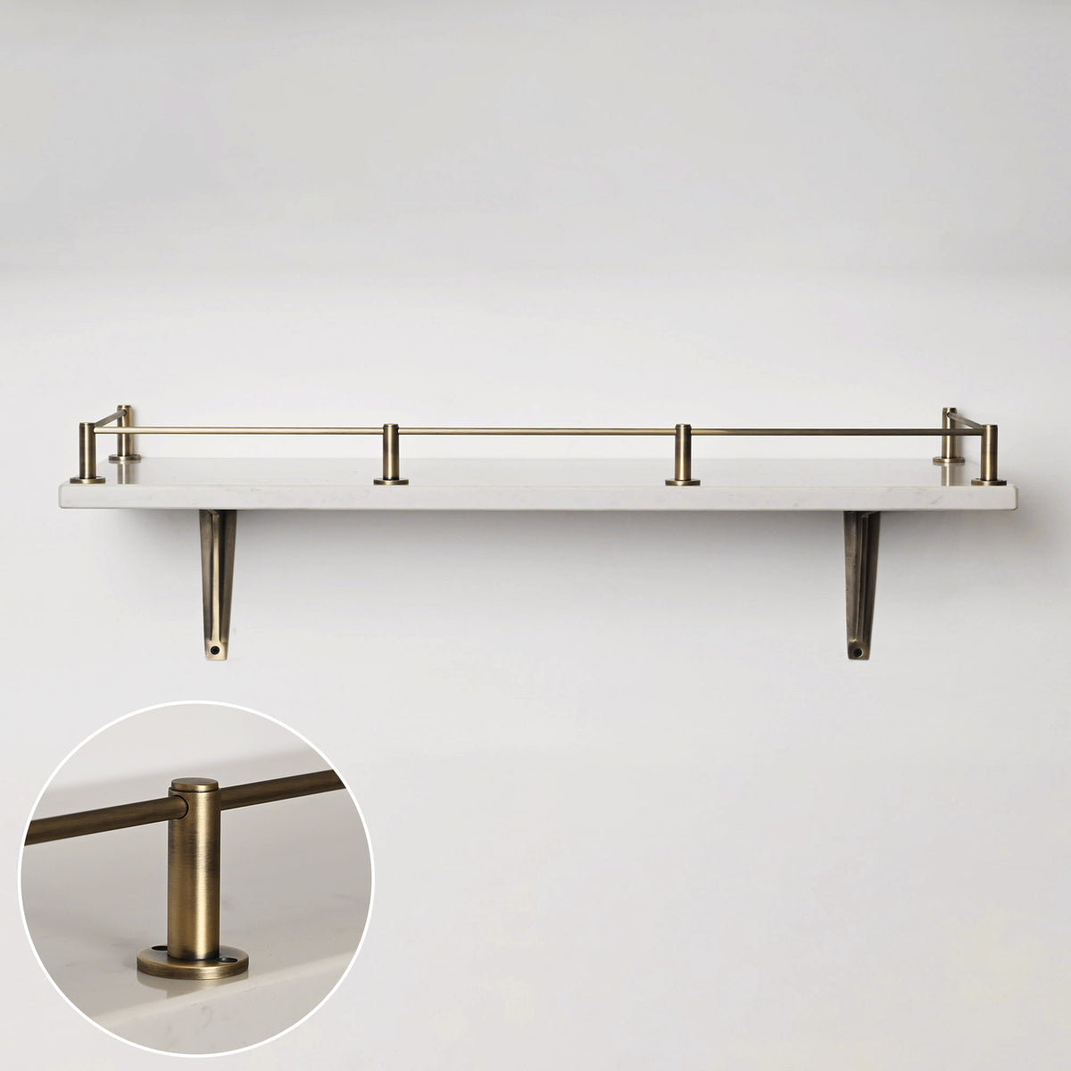 Round Bar Gallery Shelf Rail | Aged Brushed Brass – Yester Home