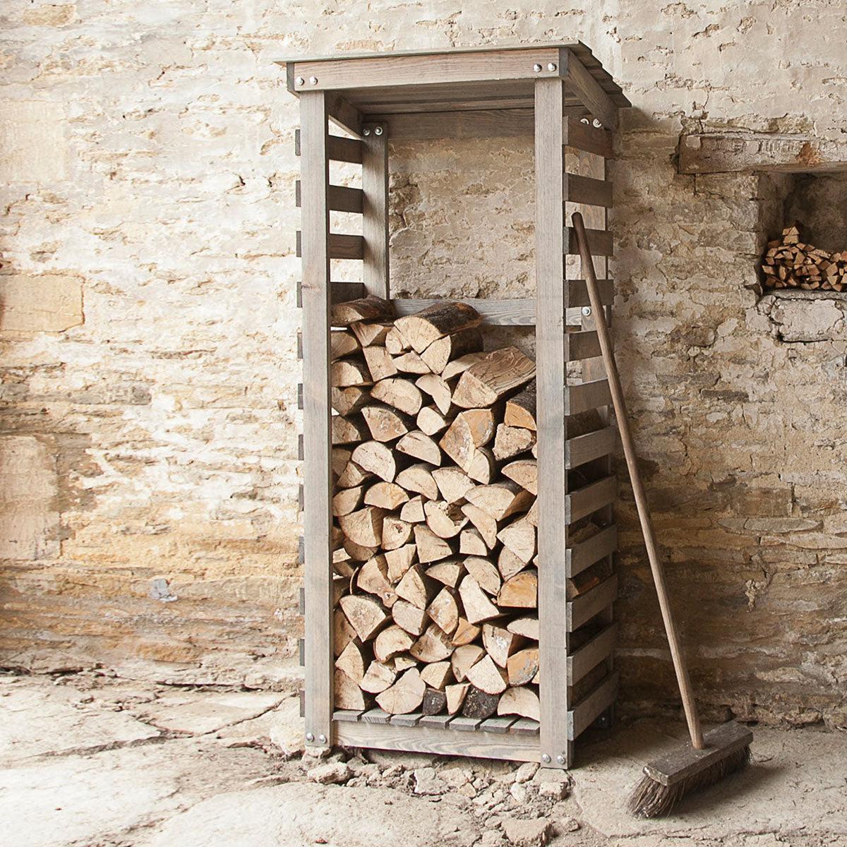 Aldsworth City Wooden Log Store - Narrow-Log Storage & Baskets-Yester Home