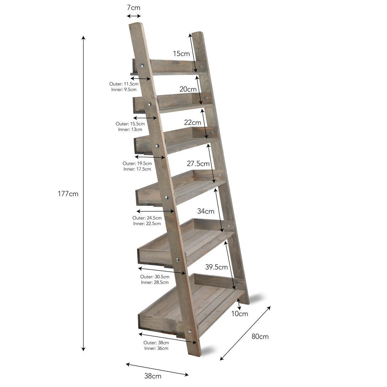Aldsworth Shelf Ladder | Wide | Natural-Outdoor Storage-Yester Home