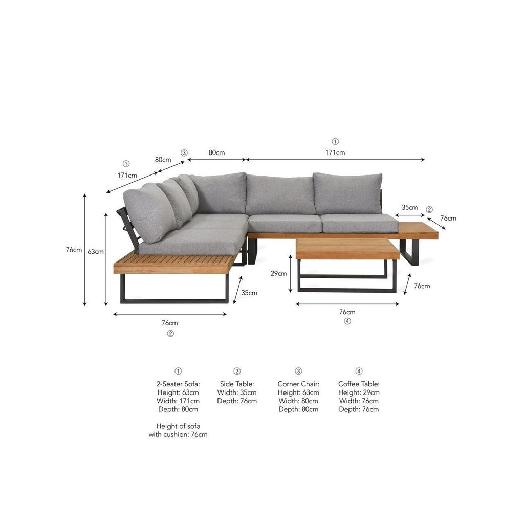 Amberley Sofa Set - Teak-Outdoor Sofas & Sets-Yester Home