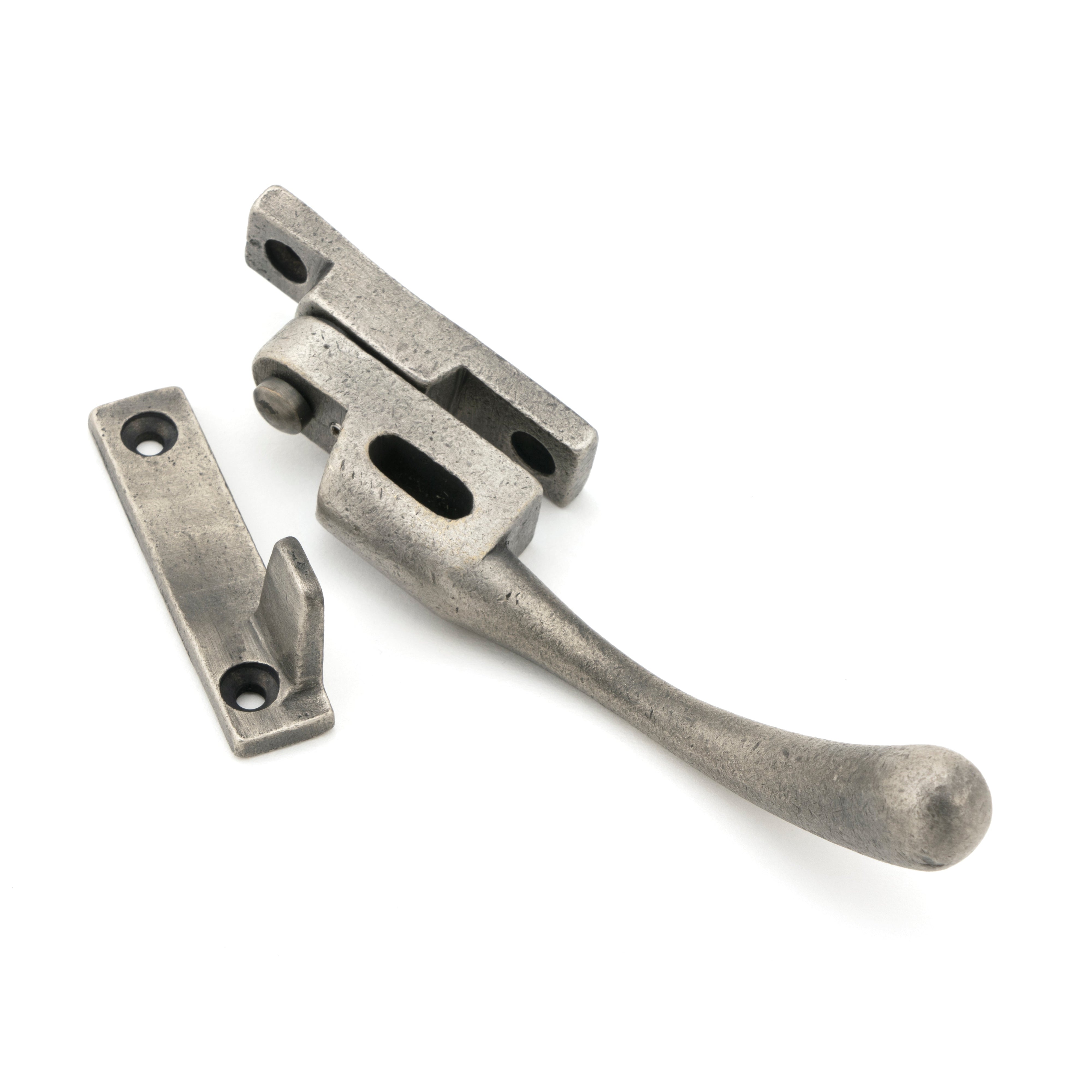 Antique Pewter Night-Vent Locking Peardrop Fastener - RH | From The Anvil-Night-Vent Fasteners-Yester Home