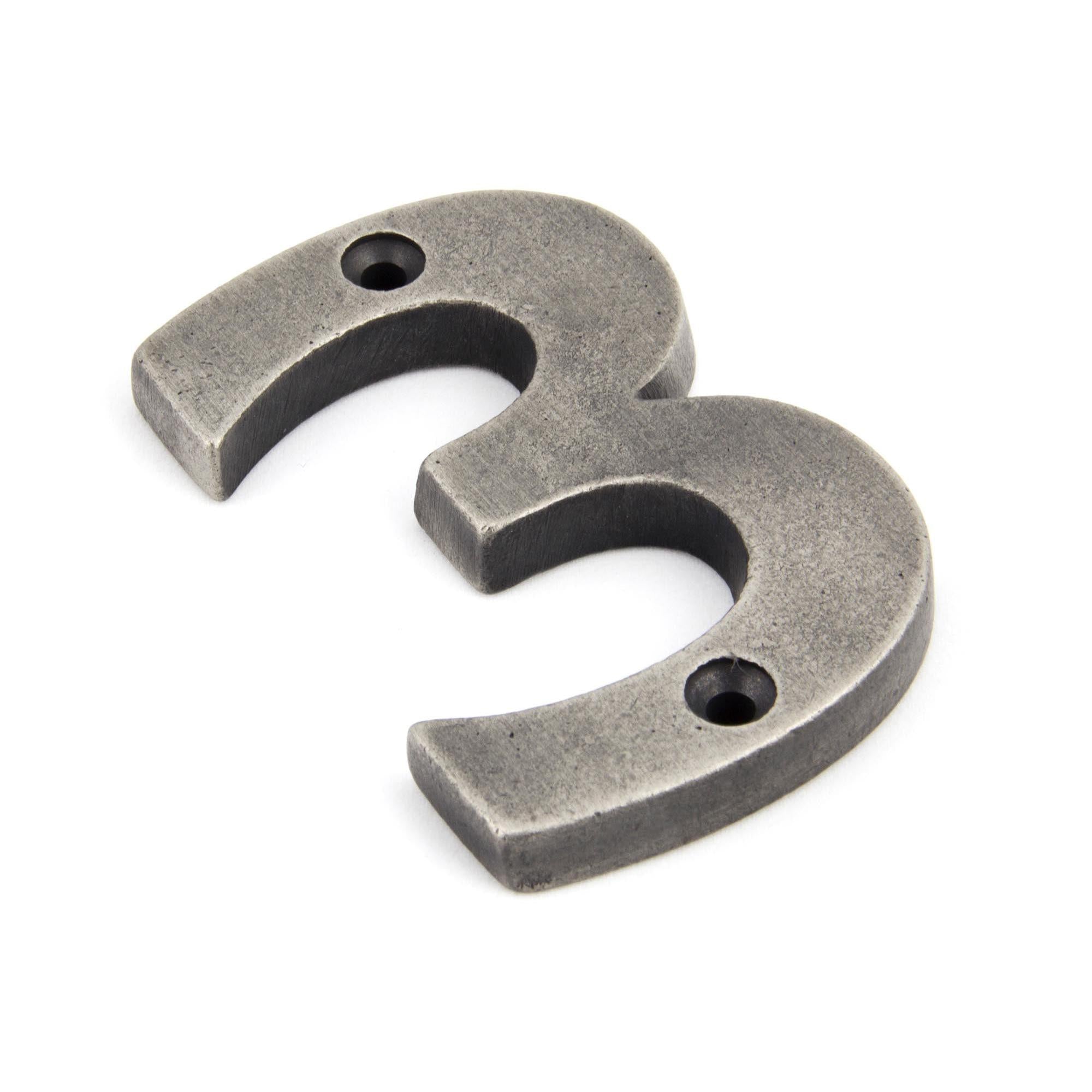 Antique Pewter Numeral 3 | From The Anvil - Numerals - From The Anvil - Yester Home
