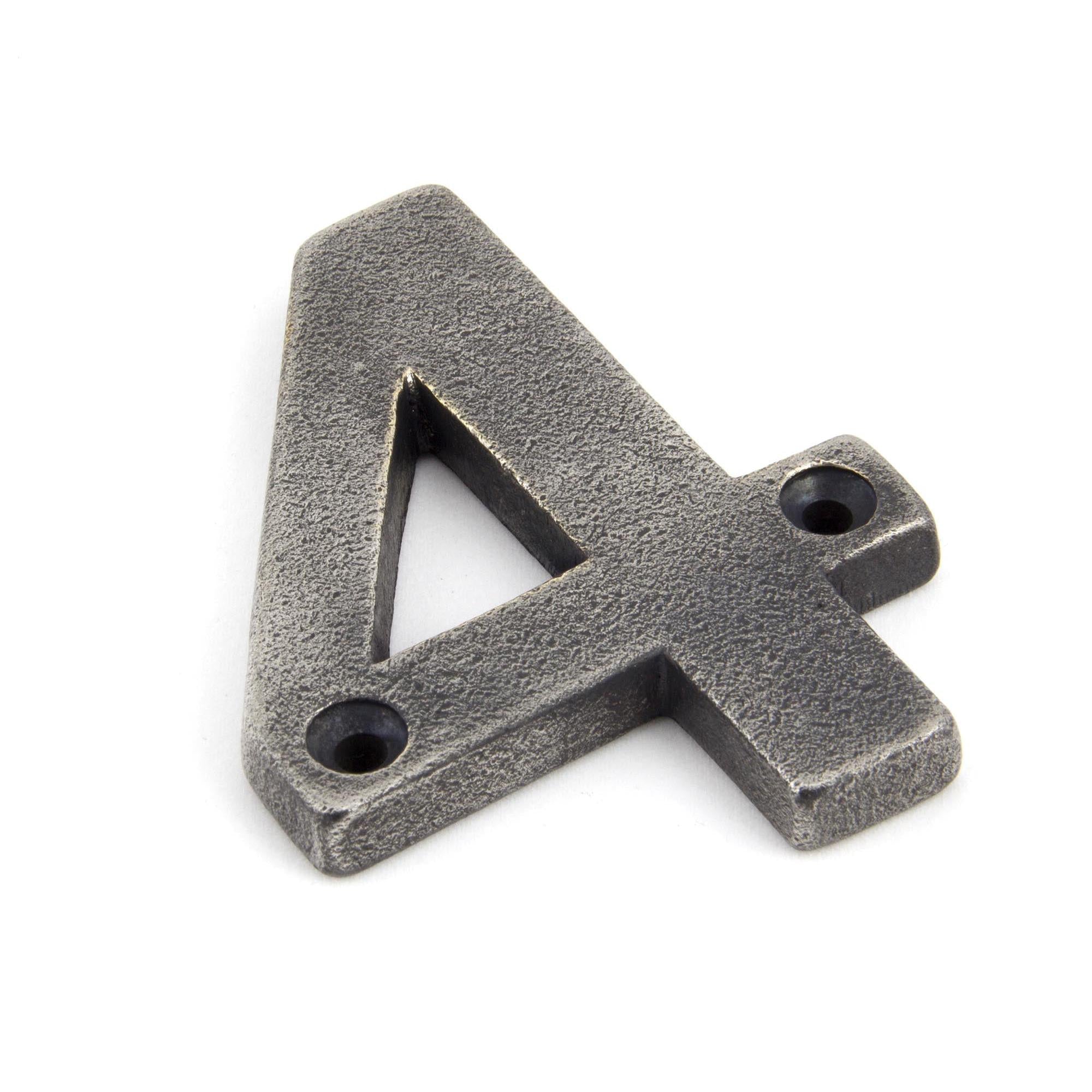 Antique Pewter Numeral 4 | From The Anvil - Numerals - From The Anvil - Yester Home