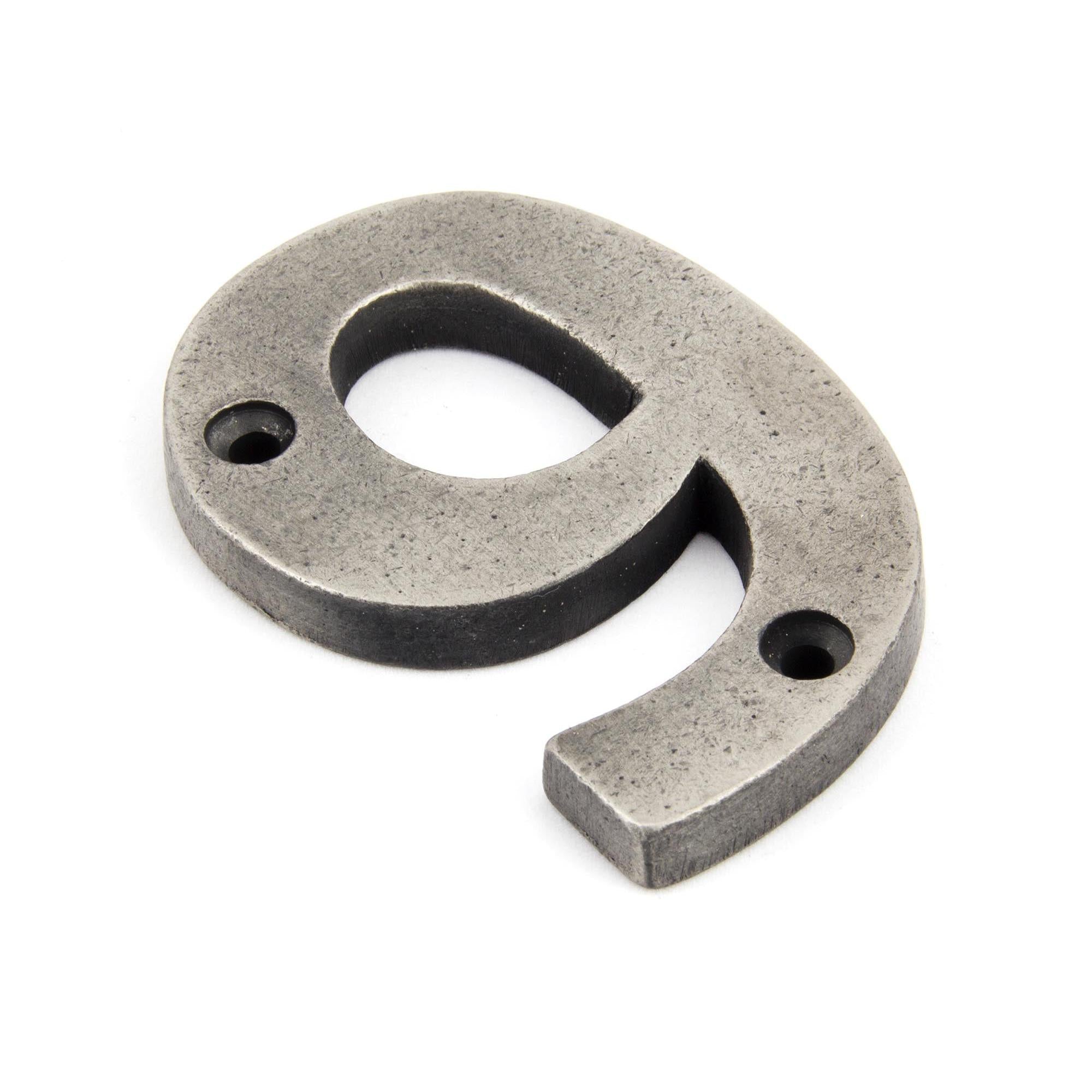 Antique Pewter Numeral 9 | From The Anvil - Numerals - From The Anvil - Yester Home