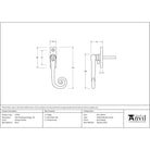 Antique Pewter Slim Monkeytail Espag - RH | From The Anvil - Espag. Fasteners - From The Anvil - Yester Home