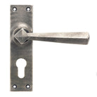 Antique Pewter Straight Lever Euro Lock Set | From The Anvil - Lever Euro - From The Anvil - Yester Home