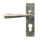 Antique Pewter Straight Lever Euro Lock Set | From The Anvil-Lever Euro-Yester Home