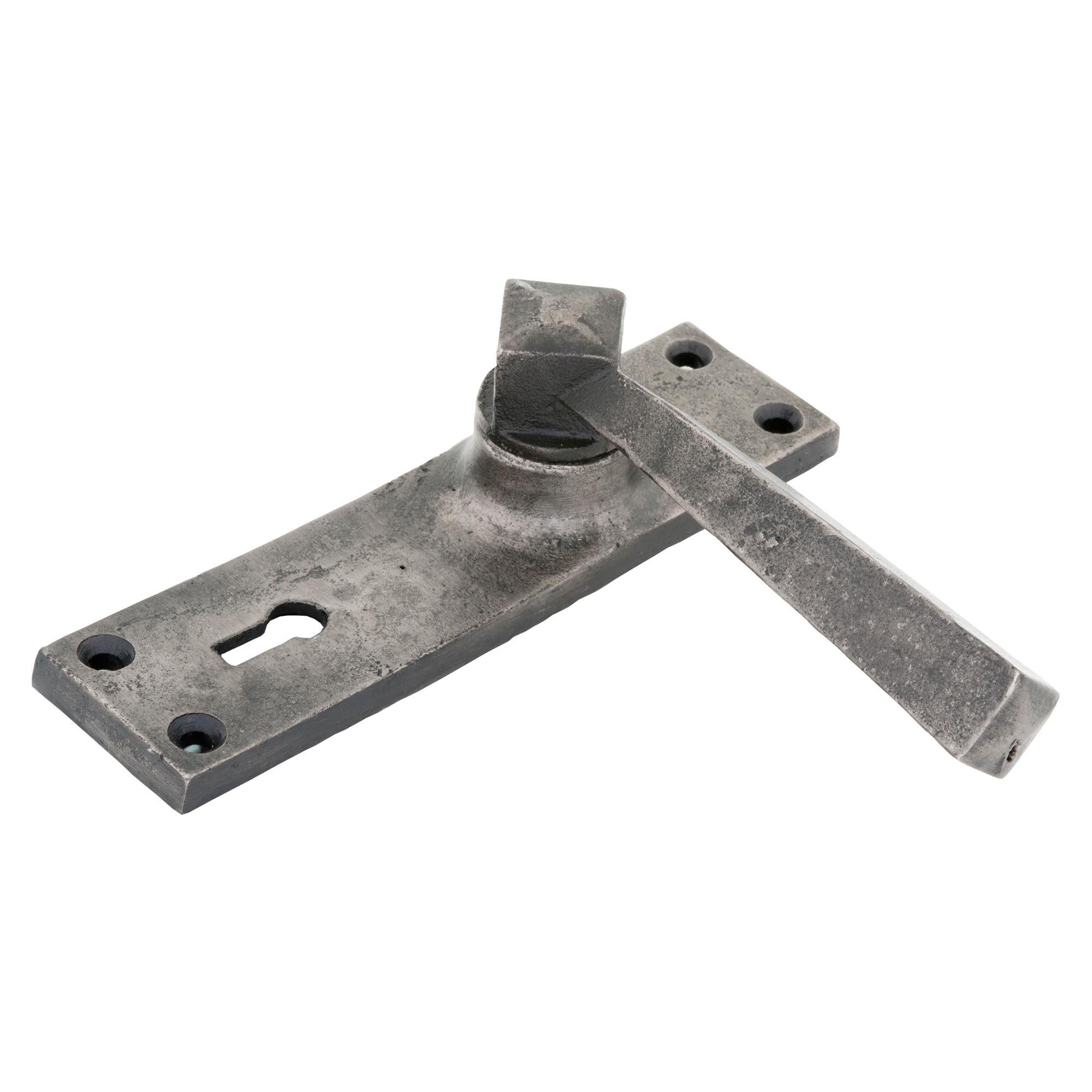 Antique Pewter Straight Lever Lock Set | From The Anvil - Lever Lock - From The Anvil - Yester Home