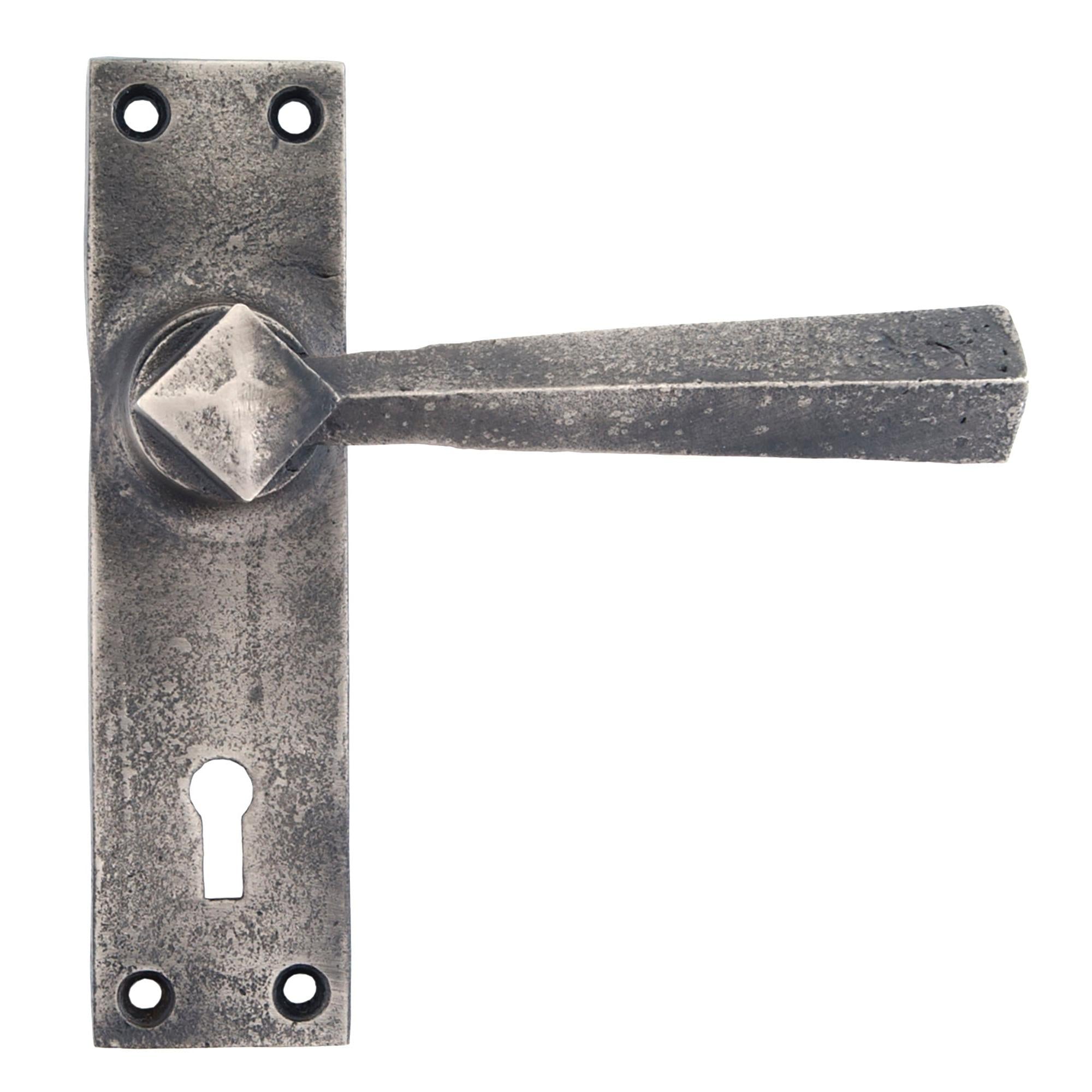 Antique Pewter Straight Lever Lock Set | From The Anvil - Lever Lock - From The Anvil - Yester Home