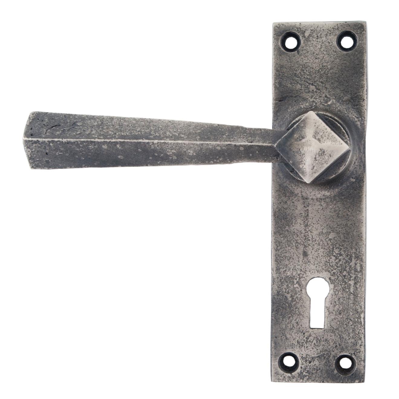 Antique Pewter Straight Lever Lock Set | From The Anvil-Lever Lock-Yester Home