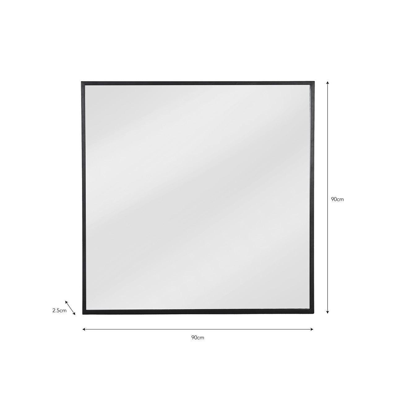 Avening Square Wall Mirror 90x90cm in Black - Iron-Mirrors-Yester Home