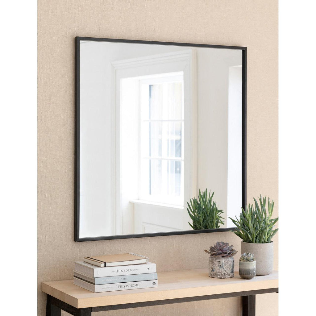 Avening Square Wall Mirror 90x90cm in Black - Iron-Mirrors-Yester Home