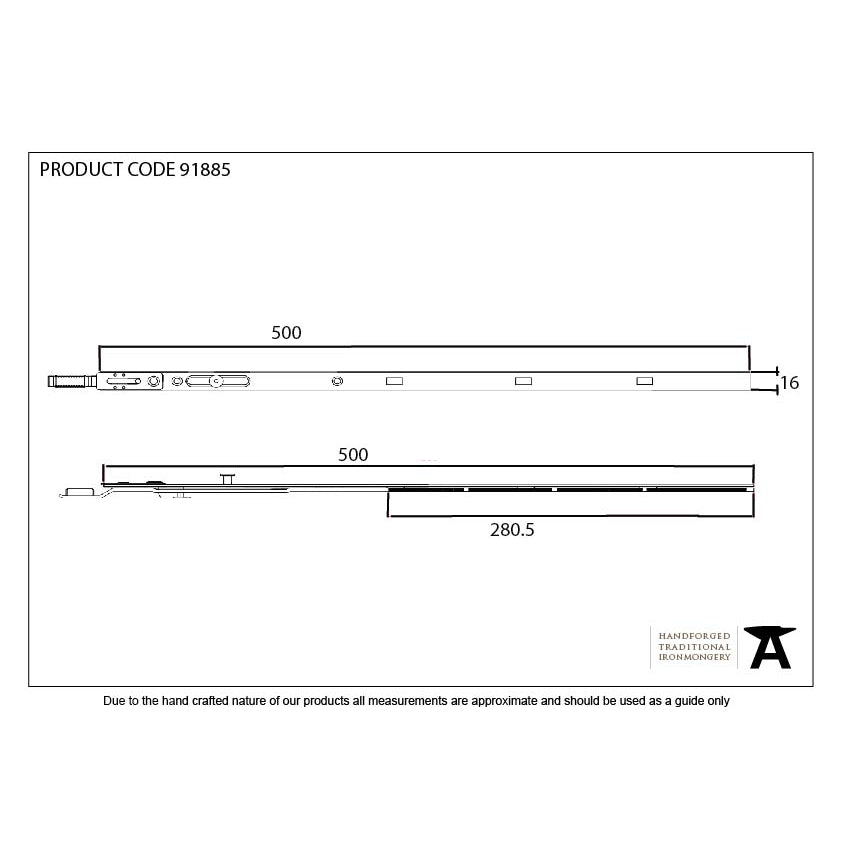 BZP 500mm Extension Piece for Espag Door Locks | From The Anvil-Multi-Point Locks-Yester Home