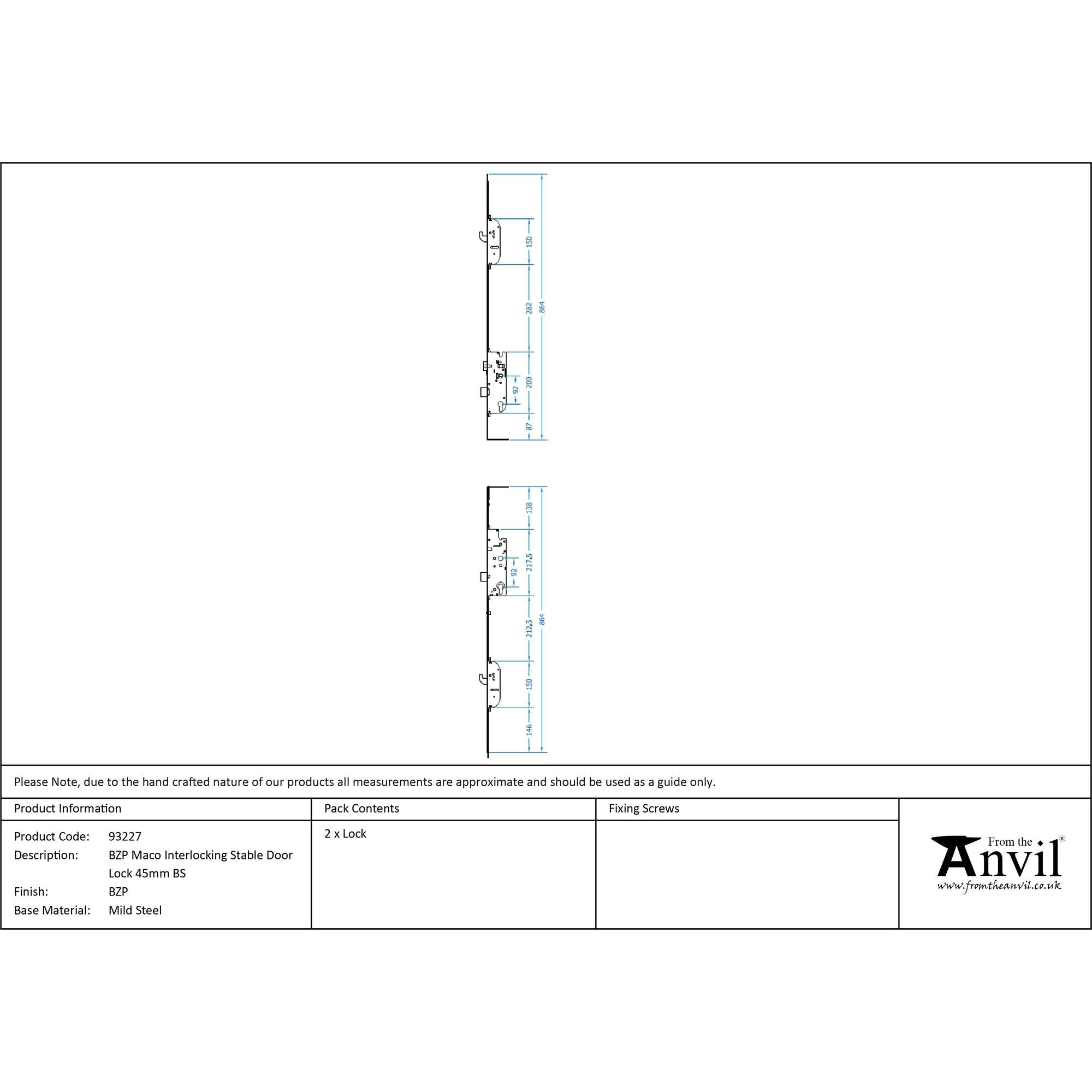 BZP Maco Interlocking Stable Door Lock 45mm BS | From The Anvil - Multi-Point Locks - From The Anvil - Yester Home