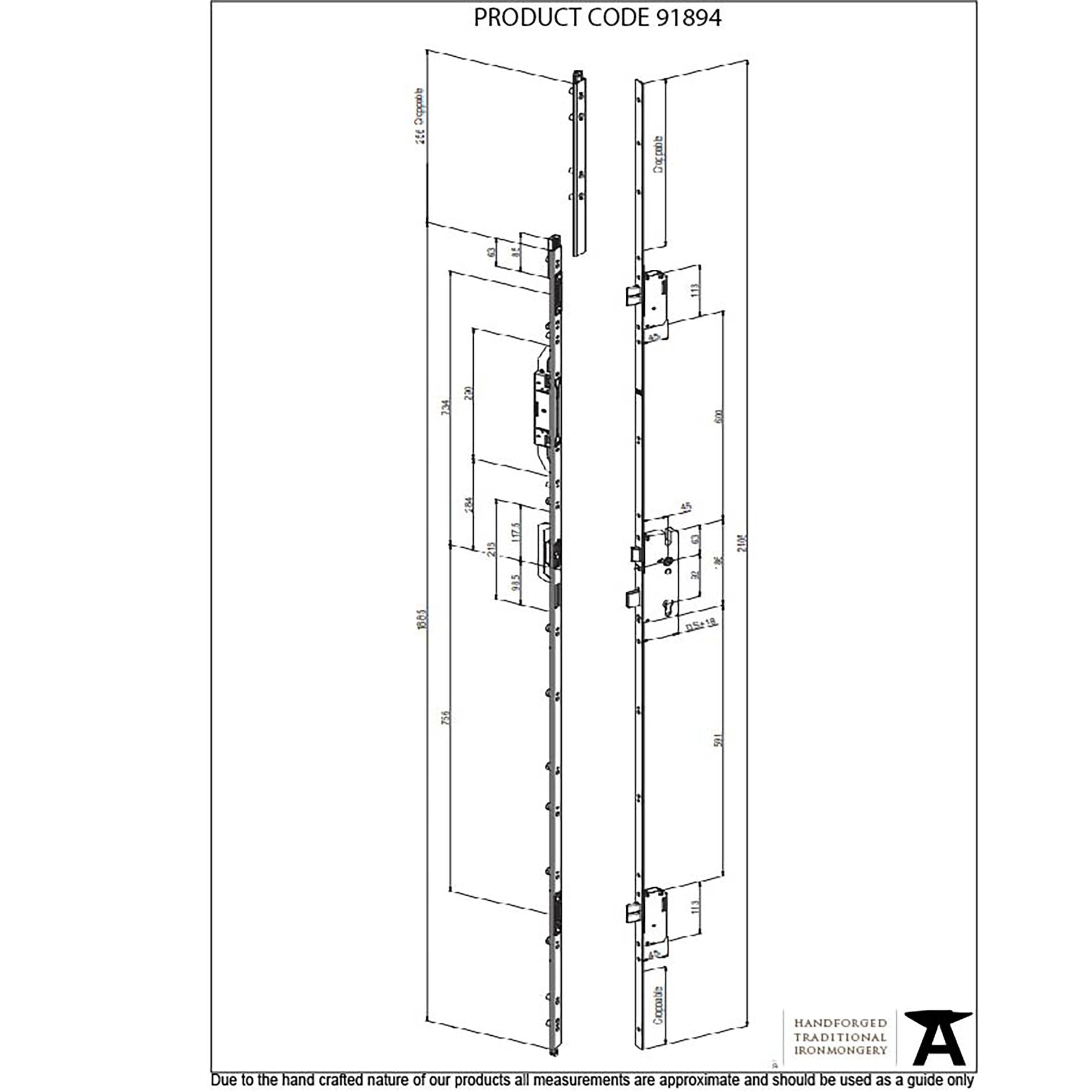 BZP RH French Lock Kit for 2284mm - No Slave Handle | From The Anvil - Multi-Point Locks - From The Anvil - Yester Home