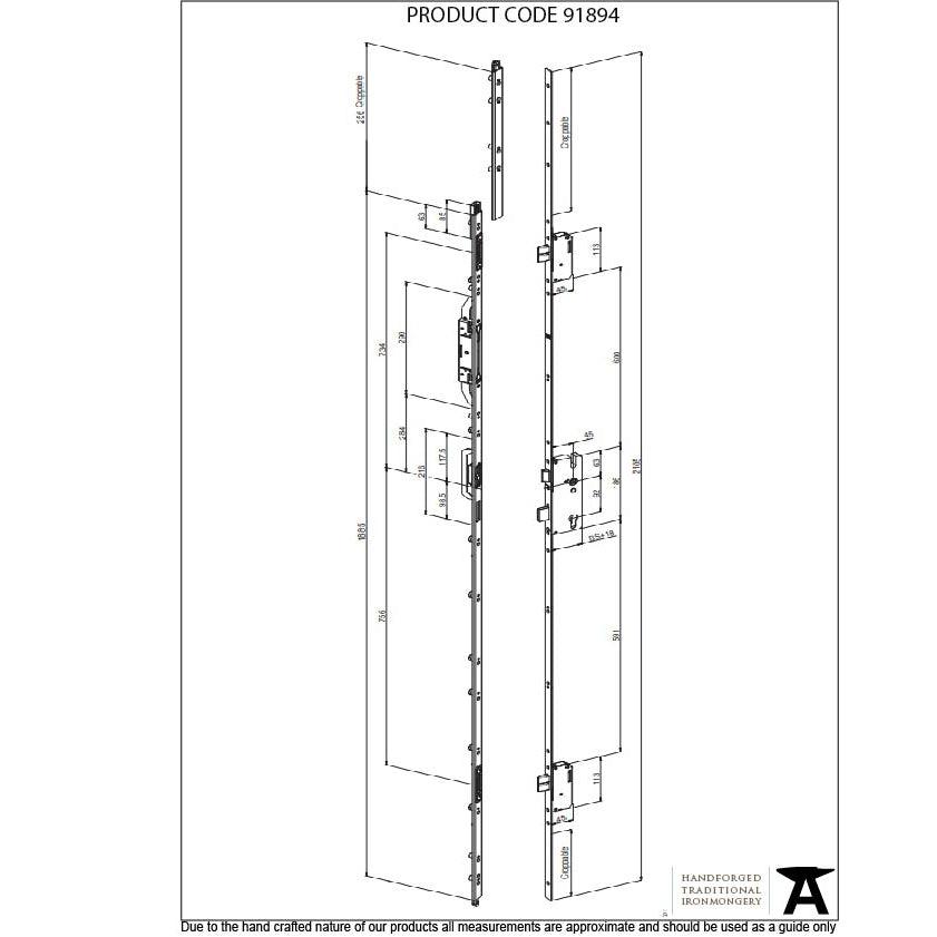 BZP RH French Lock Kit for 2284mm - No Slave Handle | From The Anvil-Multi-Point Locks-Yester Home