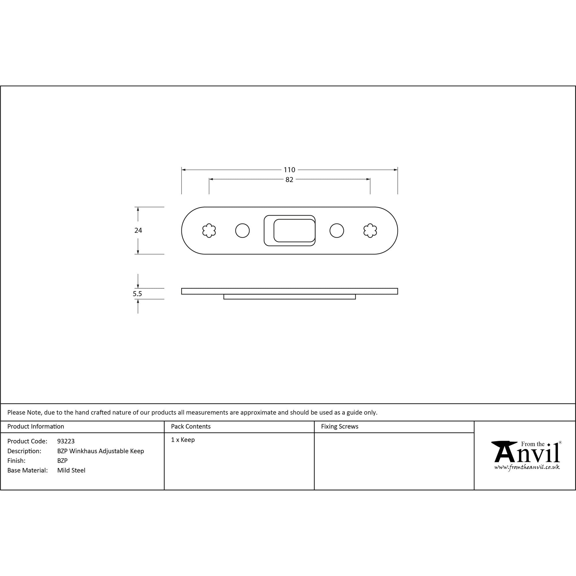 BZP Winkhaus Adjustable Keep | From The Anvil - Multi-Point Locks - From The Anvil - Yester Home