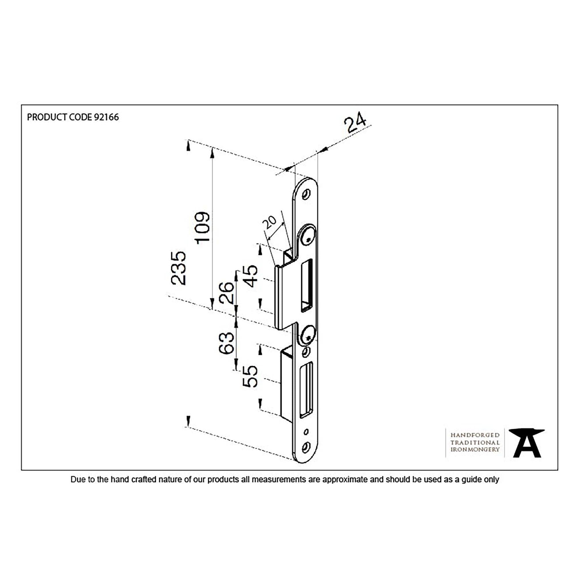 BZP Winkhaus Centre Latch Keep RH 56mm Door | From The Anvil - Multi-Point Locks - From The Anvil - Yester Home