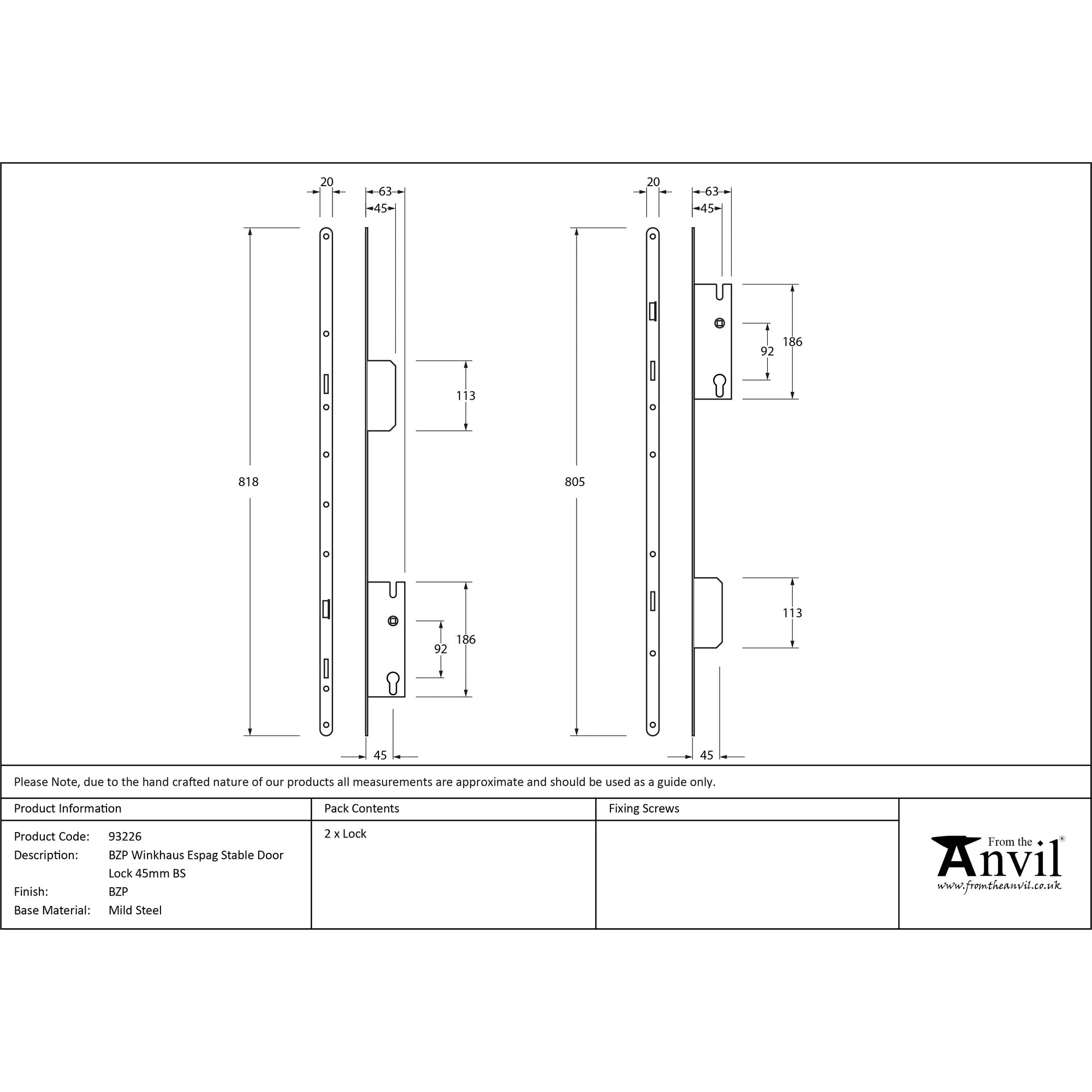 BZP Winkhaus Espag Stable Door Lock 45mm BS | From The Anvil-Multi-Point Locks-Yester Home