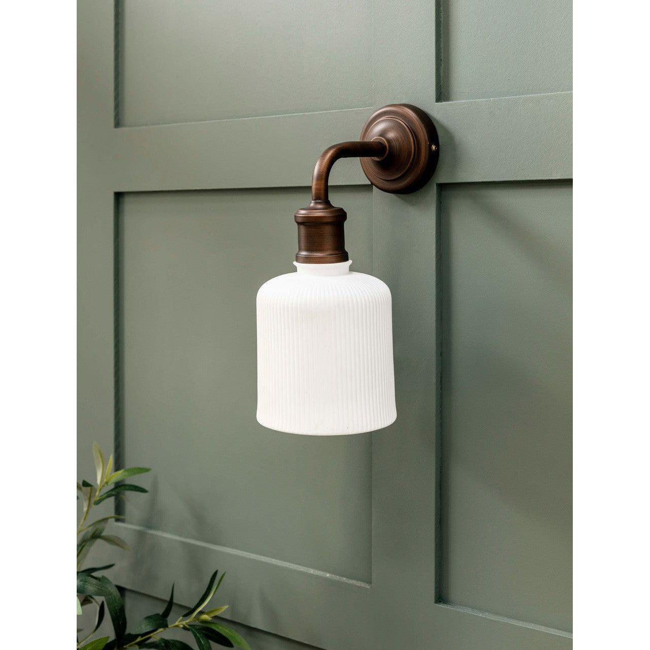 Beaulieu Ceramic Fluted Cylinder Wall Light | Antique Bronze - Wall Lights - Garden Trading - Yester Home